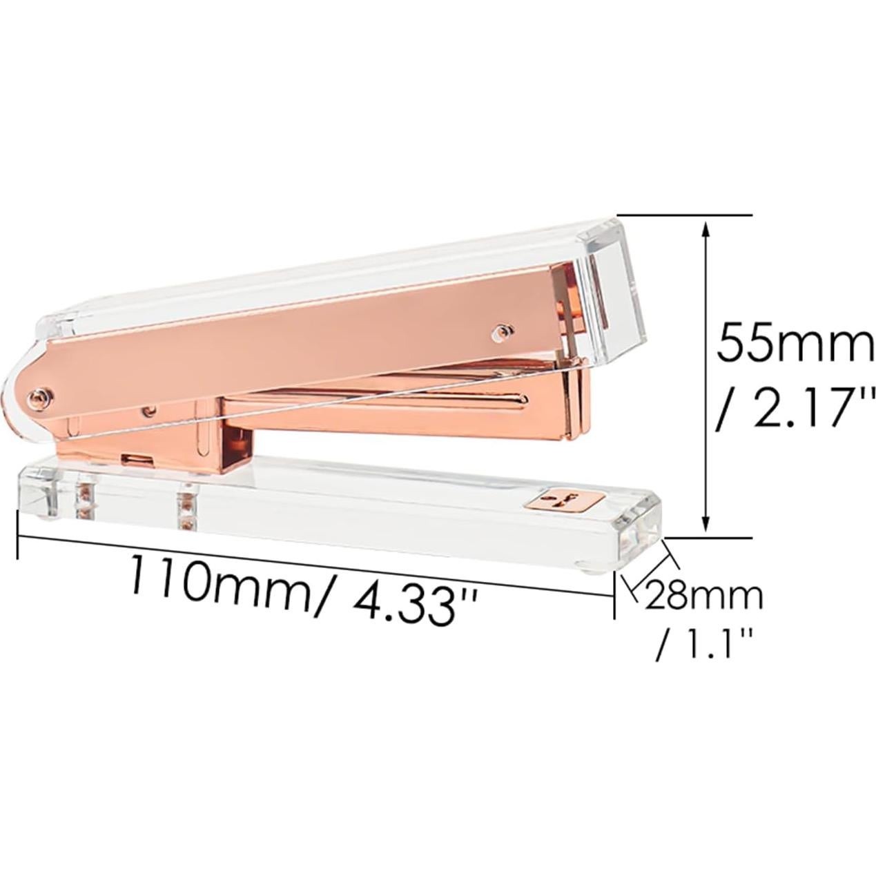 Grapadora Mini Acrílica Transparente Mogoostry Rosa Dorado No.10