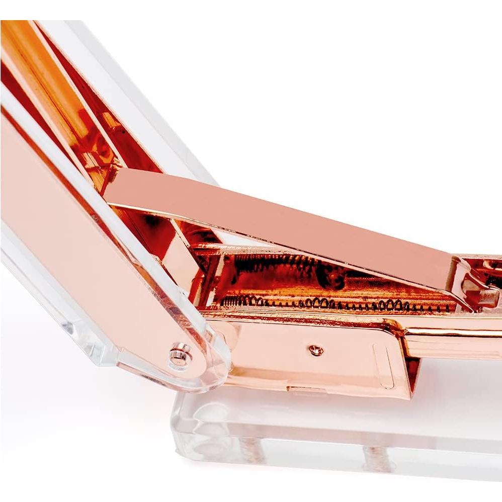 Grapadora Mini Acrílica Transparente Mogoostry Rosa Dorado No.10