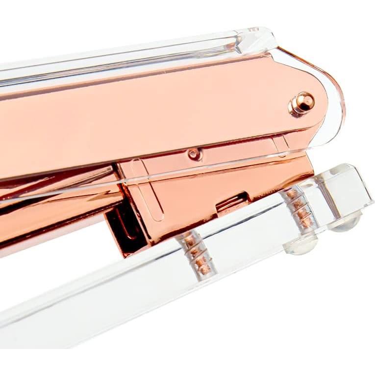 Grapadora Mini Acrílica Transparente Mogoostry Rosa Dorado No.10