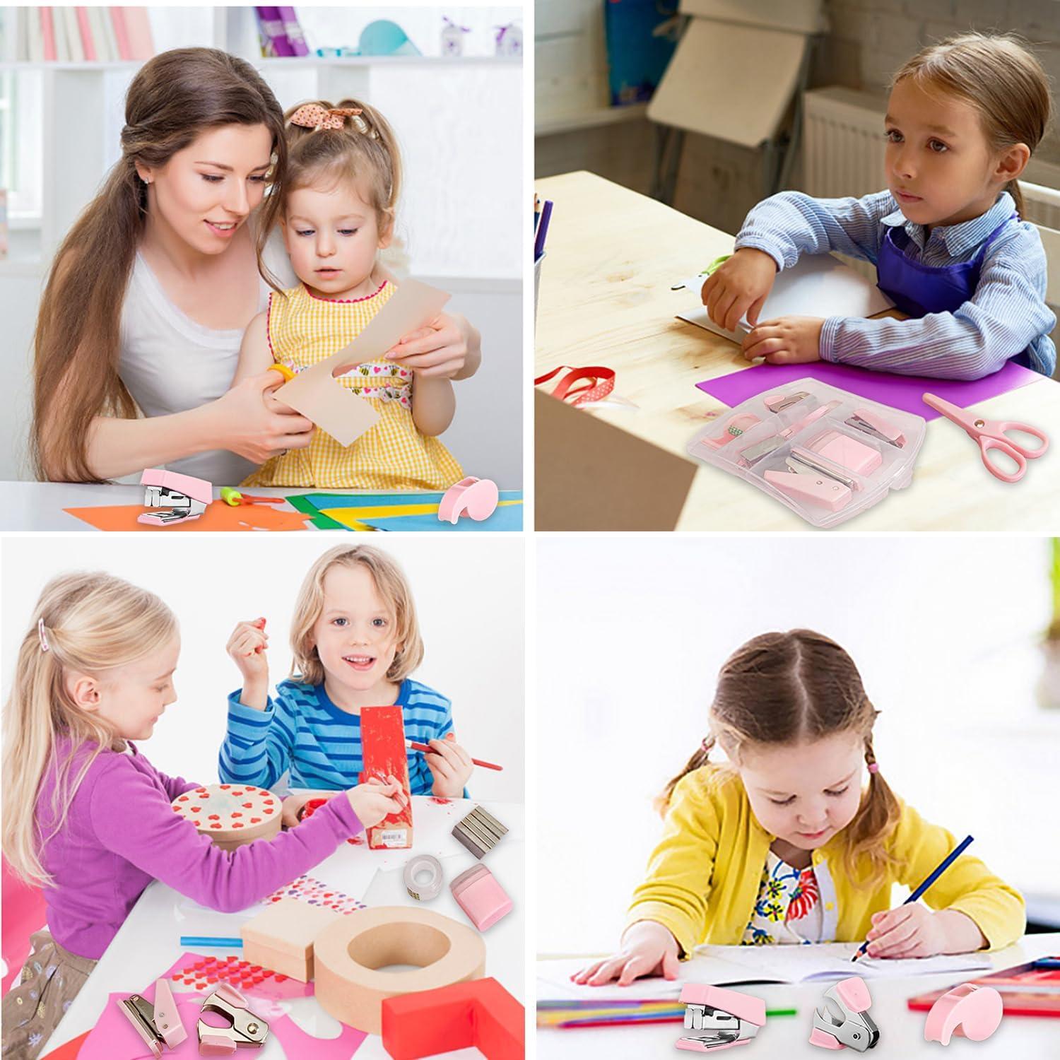 Kit de Suministros de Oficina Eubeneortho 8 Piezas Rosa