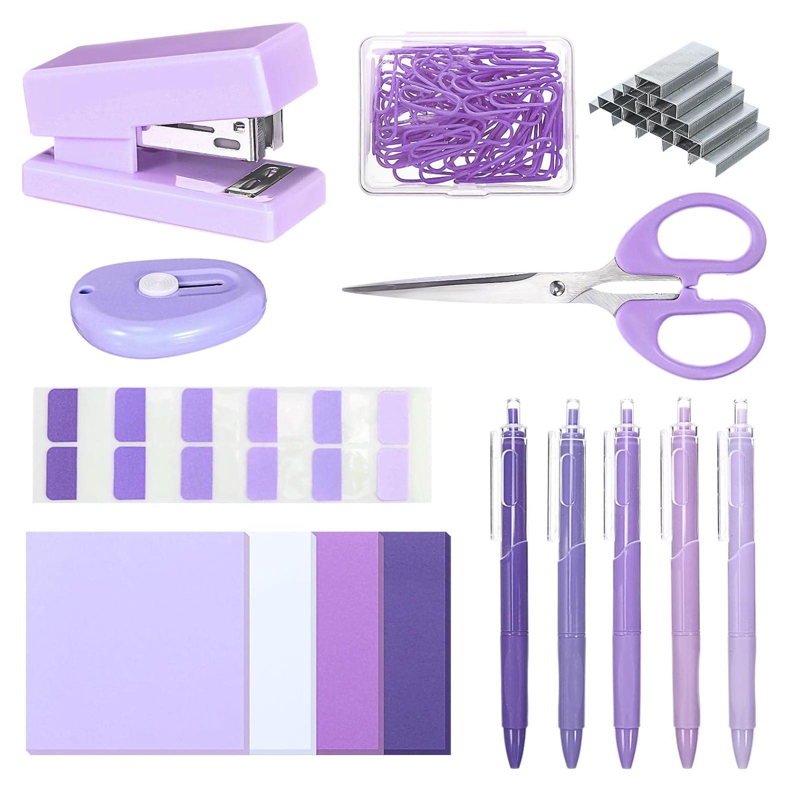 Kit de Suministros de Oficina Mini Humyoun Púrpura 8 Piezas