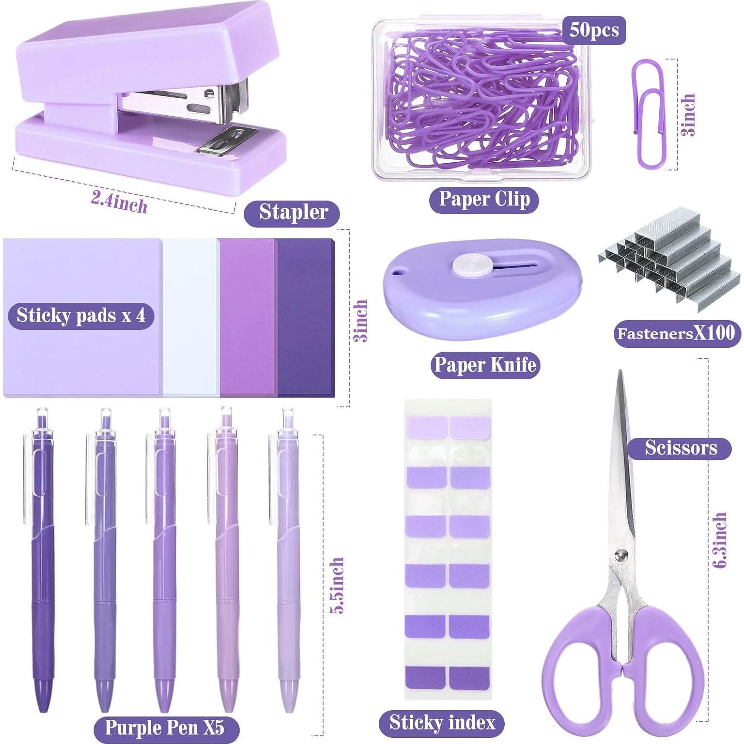 Kit de Suministros de Oficina Mini Humyoun Púrpura 8 Piezas