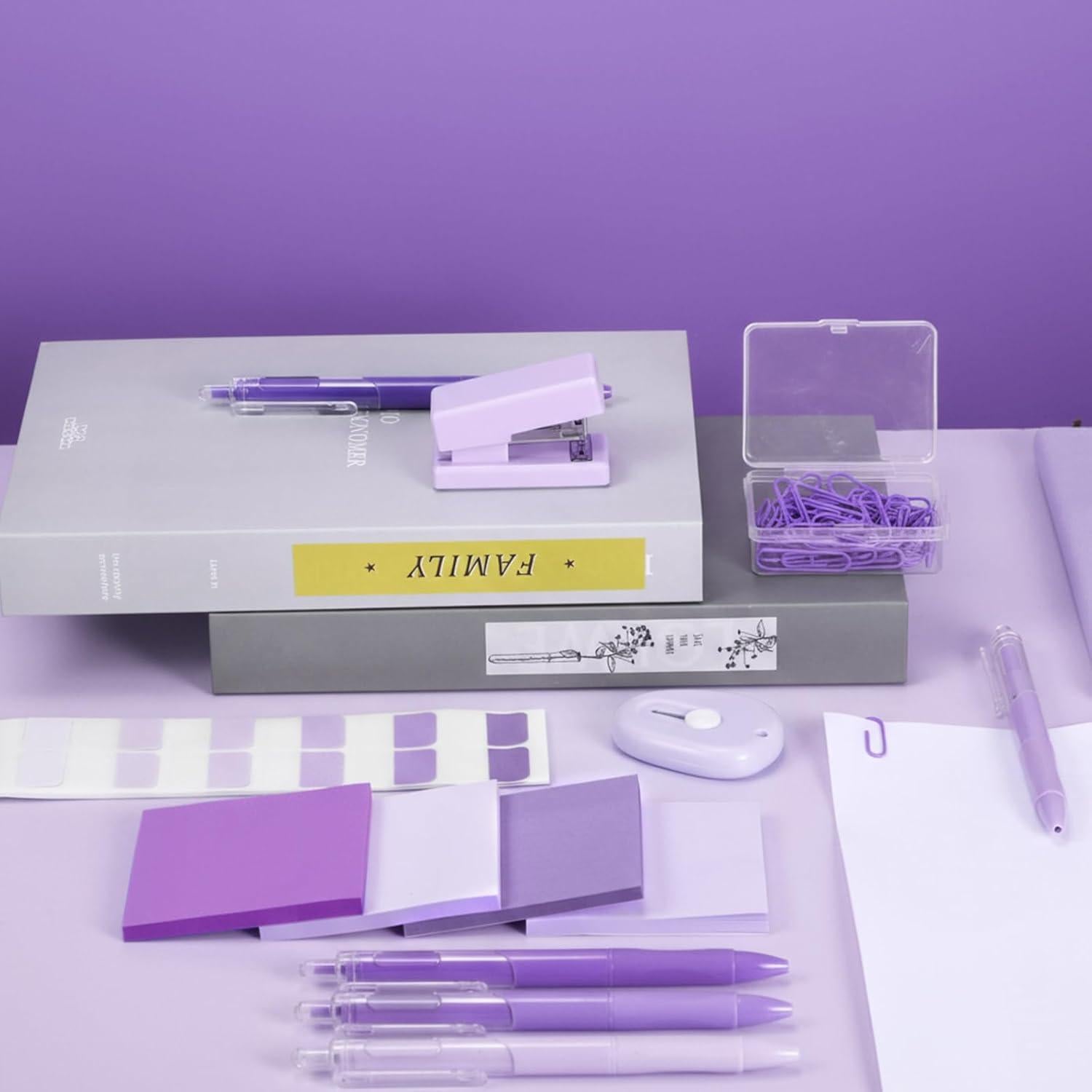 Kit de Suministros de Oficina Mini Humyoun Púrpura 8 Piezas