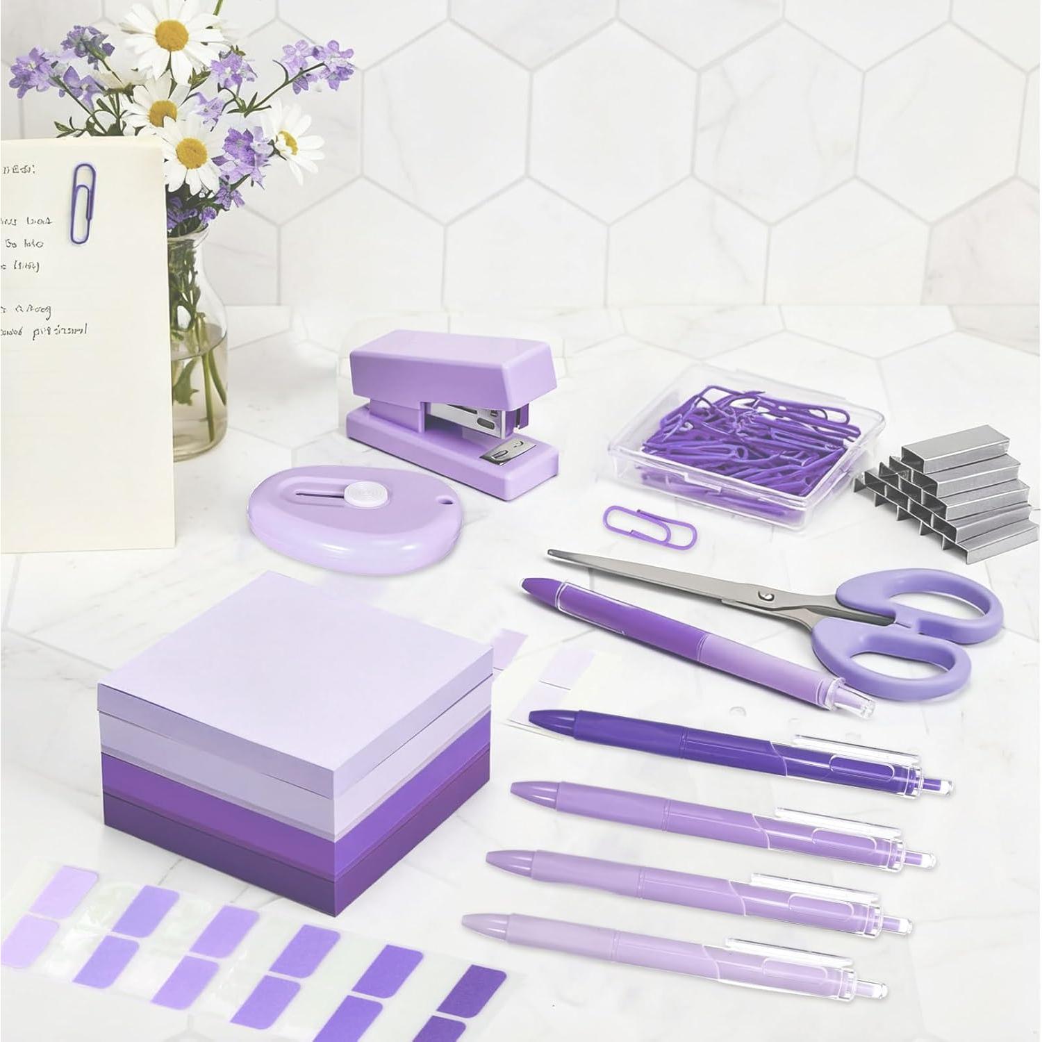 Kit de Suministros de Oficina Mini Humyoun Púrpura 8 Piezas