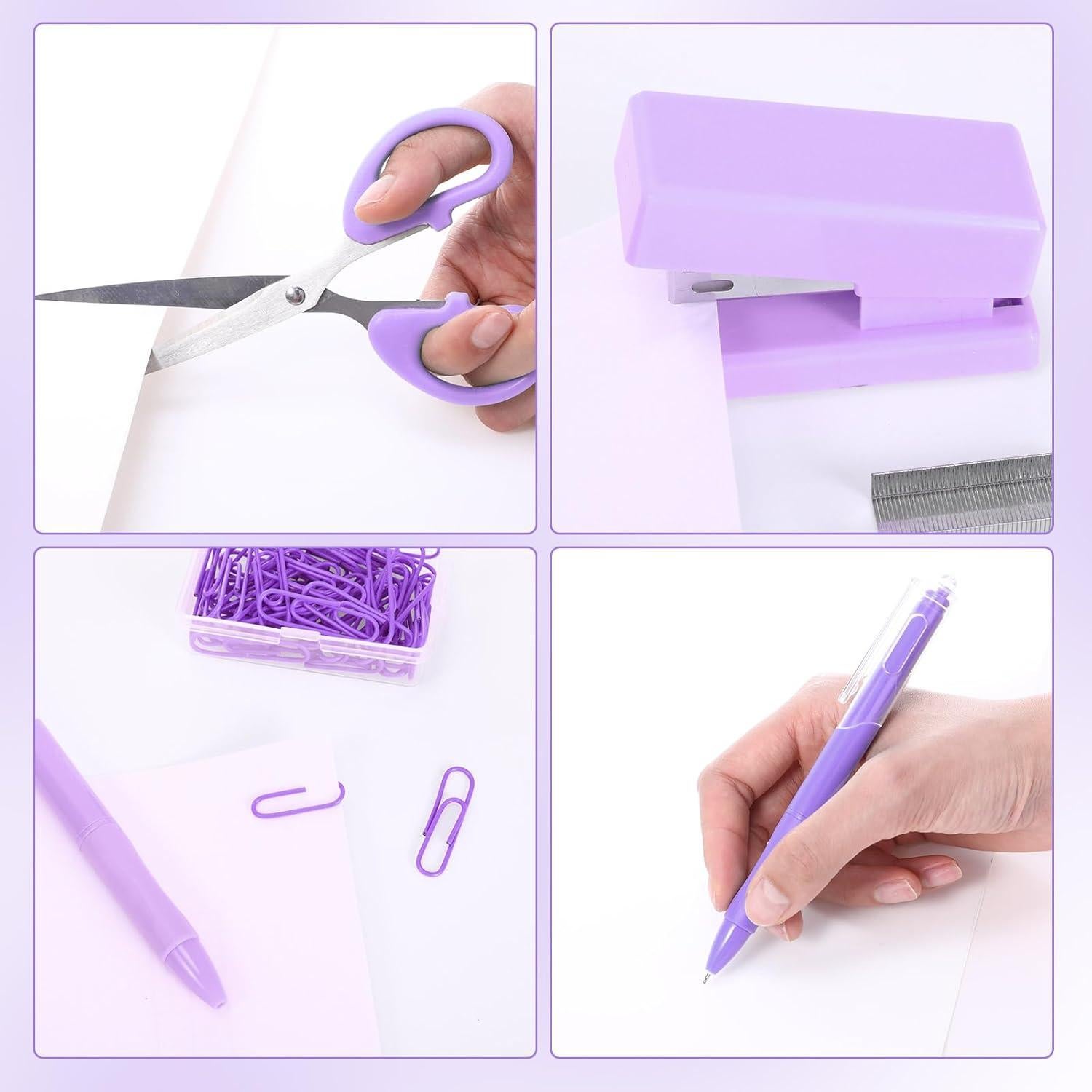 Kit de Suministros de Oficina Mini Humyoun Púrpura 8 Piezas