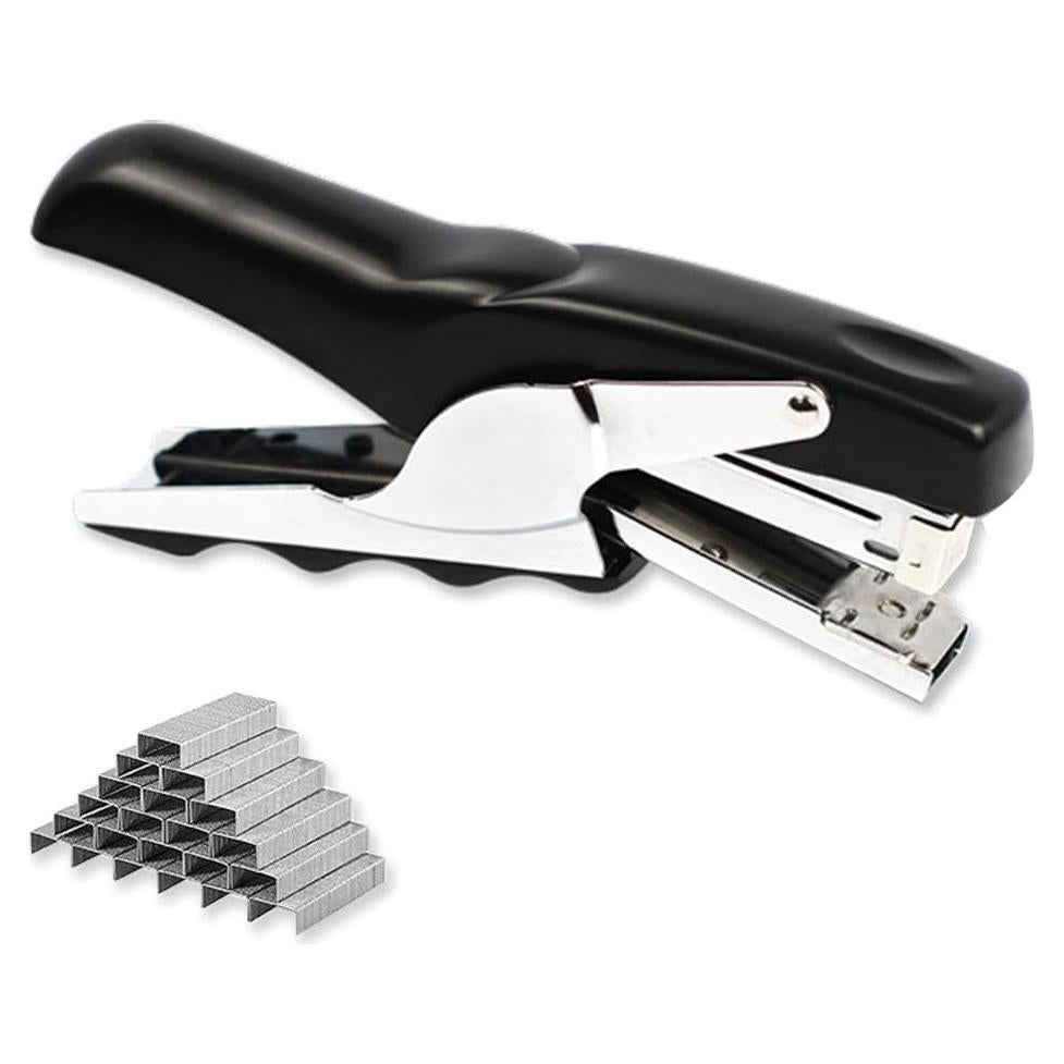 Grapadora de Pinza COCOMK Negra con 1000 Grapas 20 Hojas