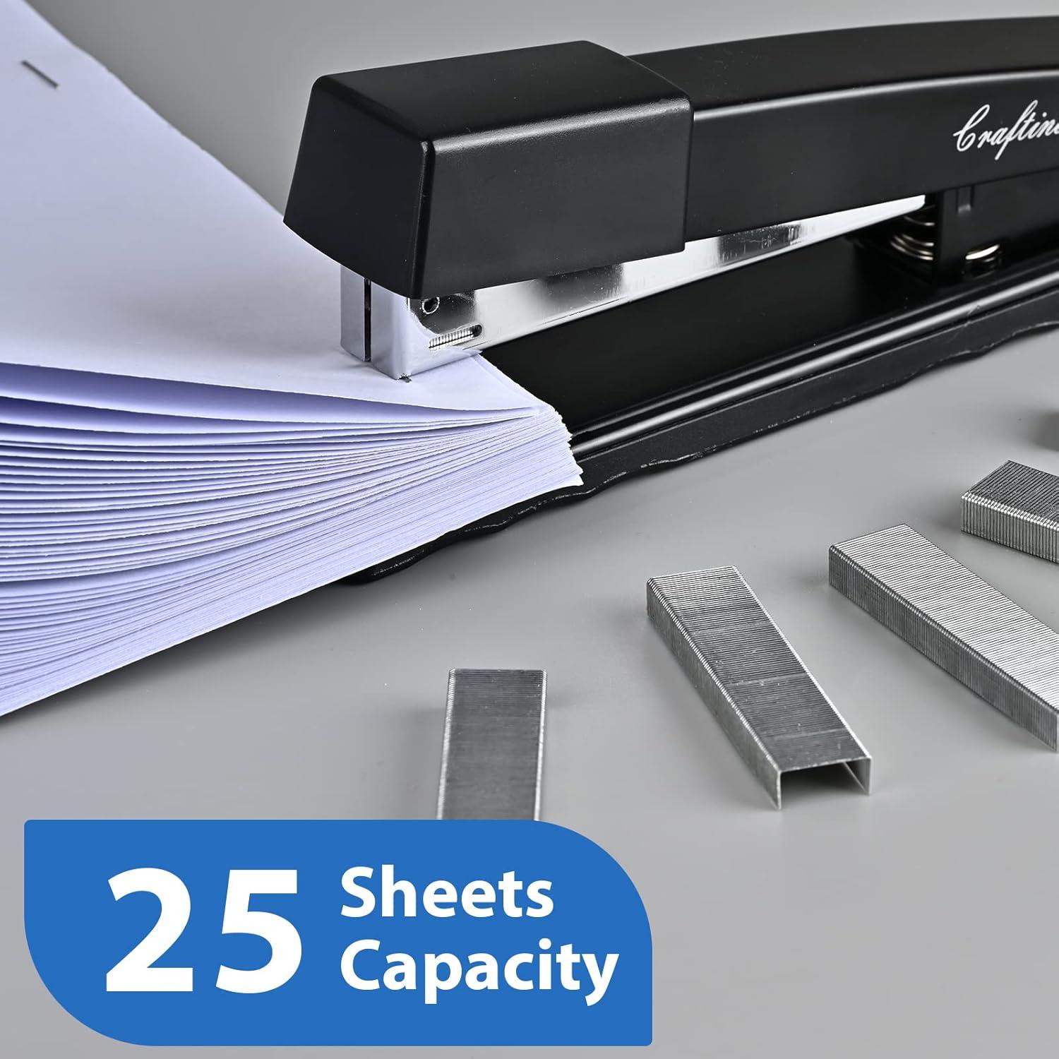 Grapadora de Metal Craftinova - Capacidad 25 Hojas, Negra, Paquete de 6