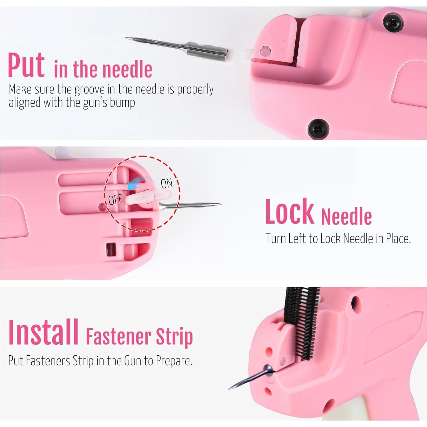 Pistola de Puntadas para Ropa HABGP Rosa 2 con 2000 Sujetadores