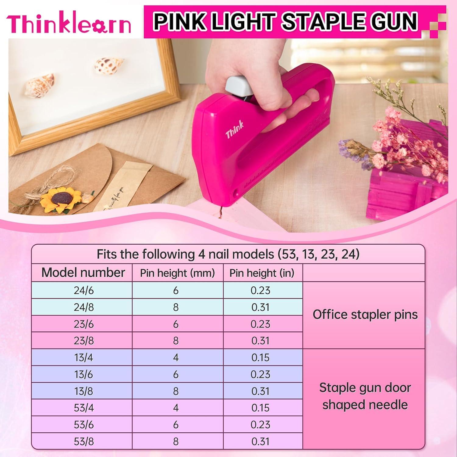 Grapadora de Uso Ligero Rosa ThinkLearn TL1081 con 1600 Grapas