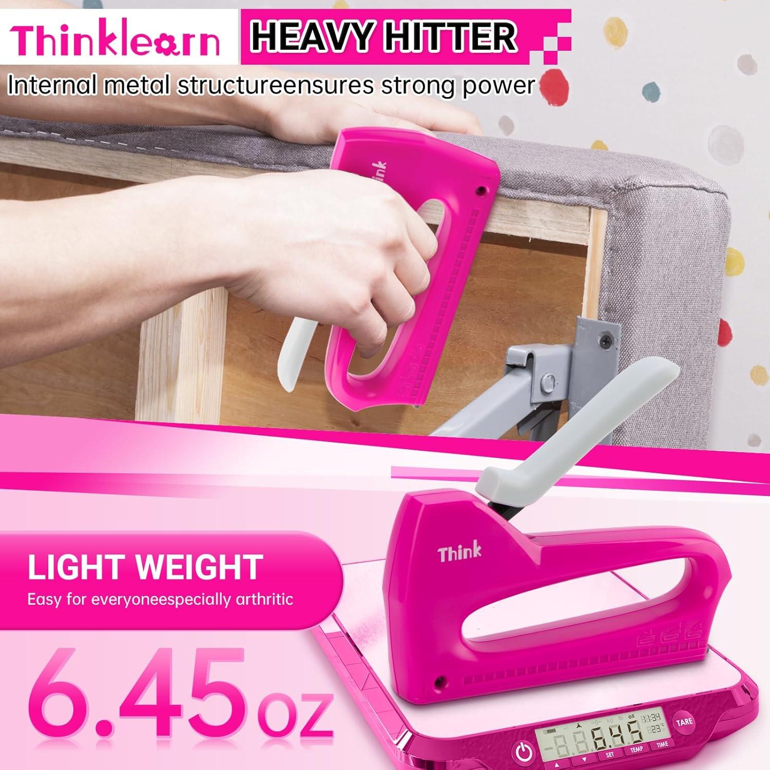 Grapadora de Uso Ligero Rosa ThinkLearn TL1081 con 1600 Grapas