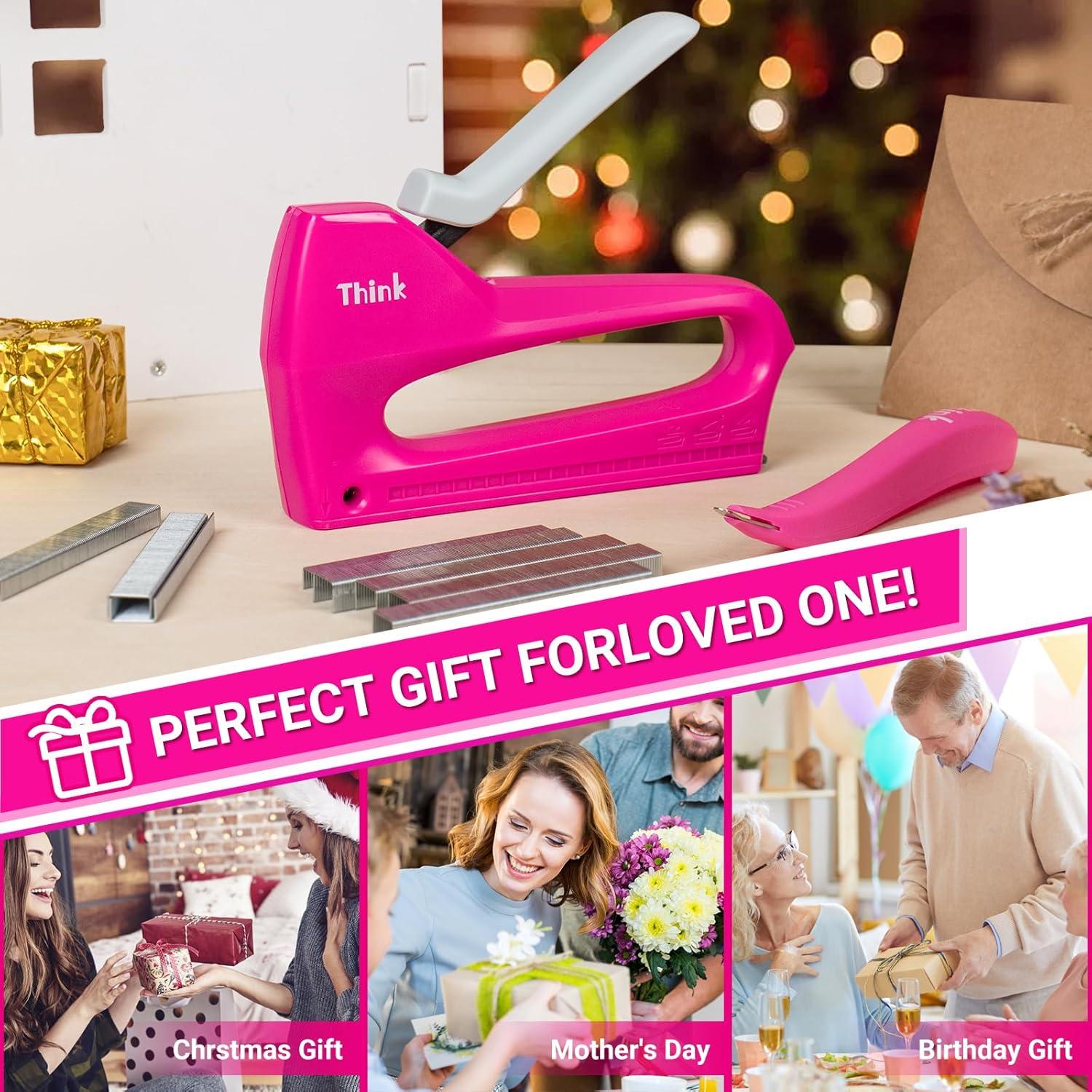 Grapadora de Uso Ligero Rosa ThinkLearn TL1081 con 1600 Grapas