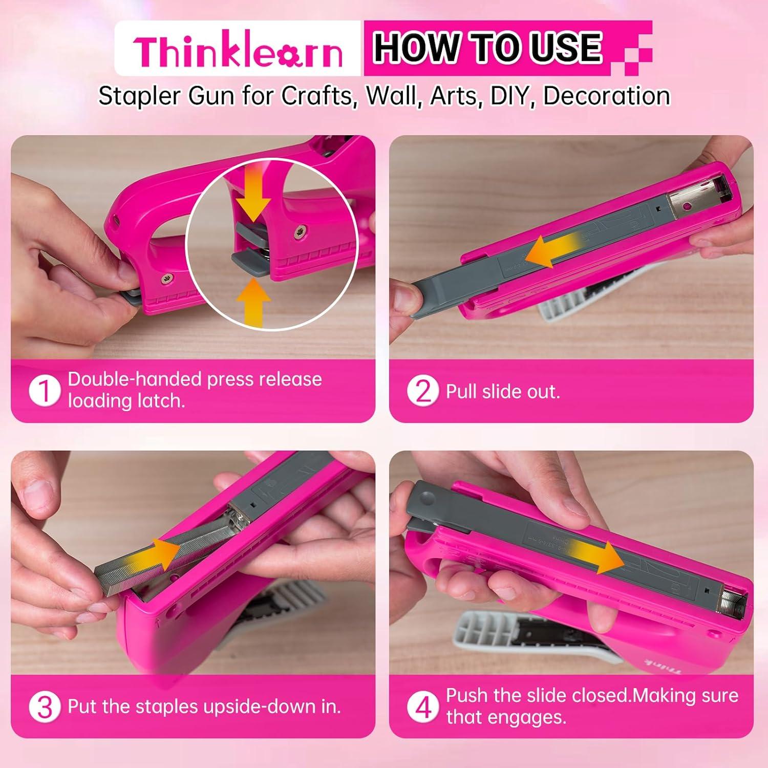 Grapadora de Uso Ligero Rosa ThinkLearn TL1081 con 1600 Grapas