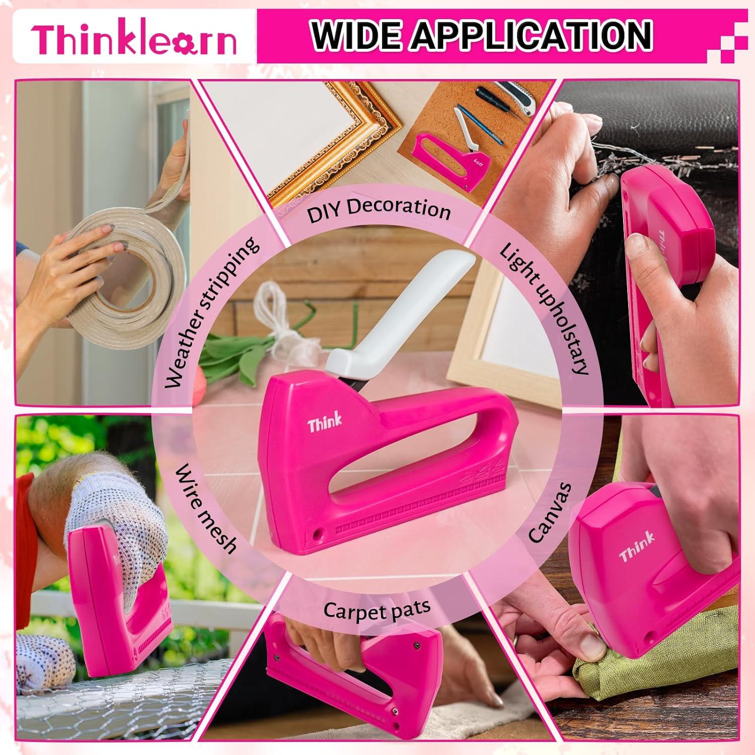 Grapadora de Uso Ligero Rosa ThinkLearn TL1081 con 1600 Grapas