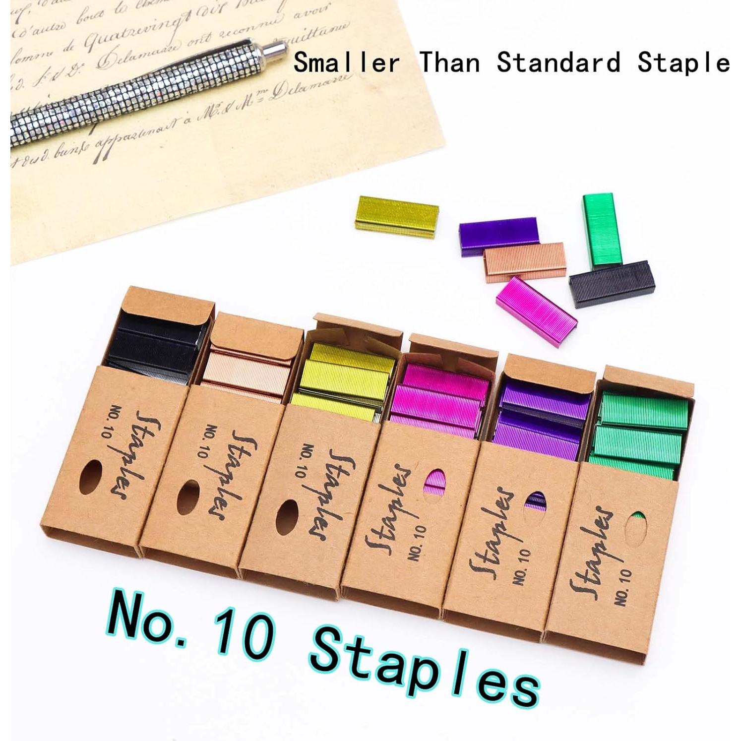 6 Cajas de Grapas Mini Coloridas No.10 XiowDow - 1000pcs