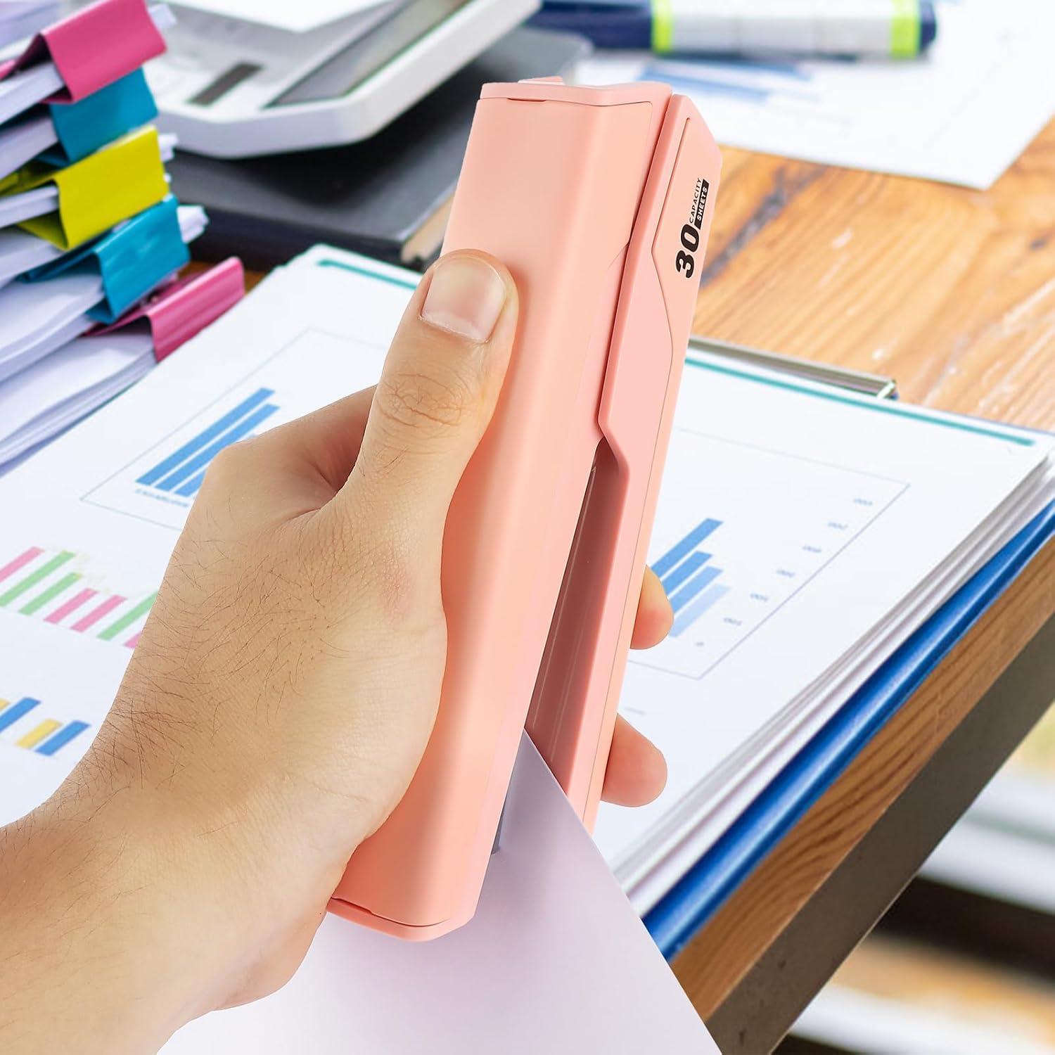 Grapadora de Metal Kimuxo Rosa 25-30 Hojas 830 Grapas