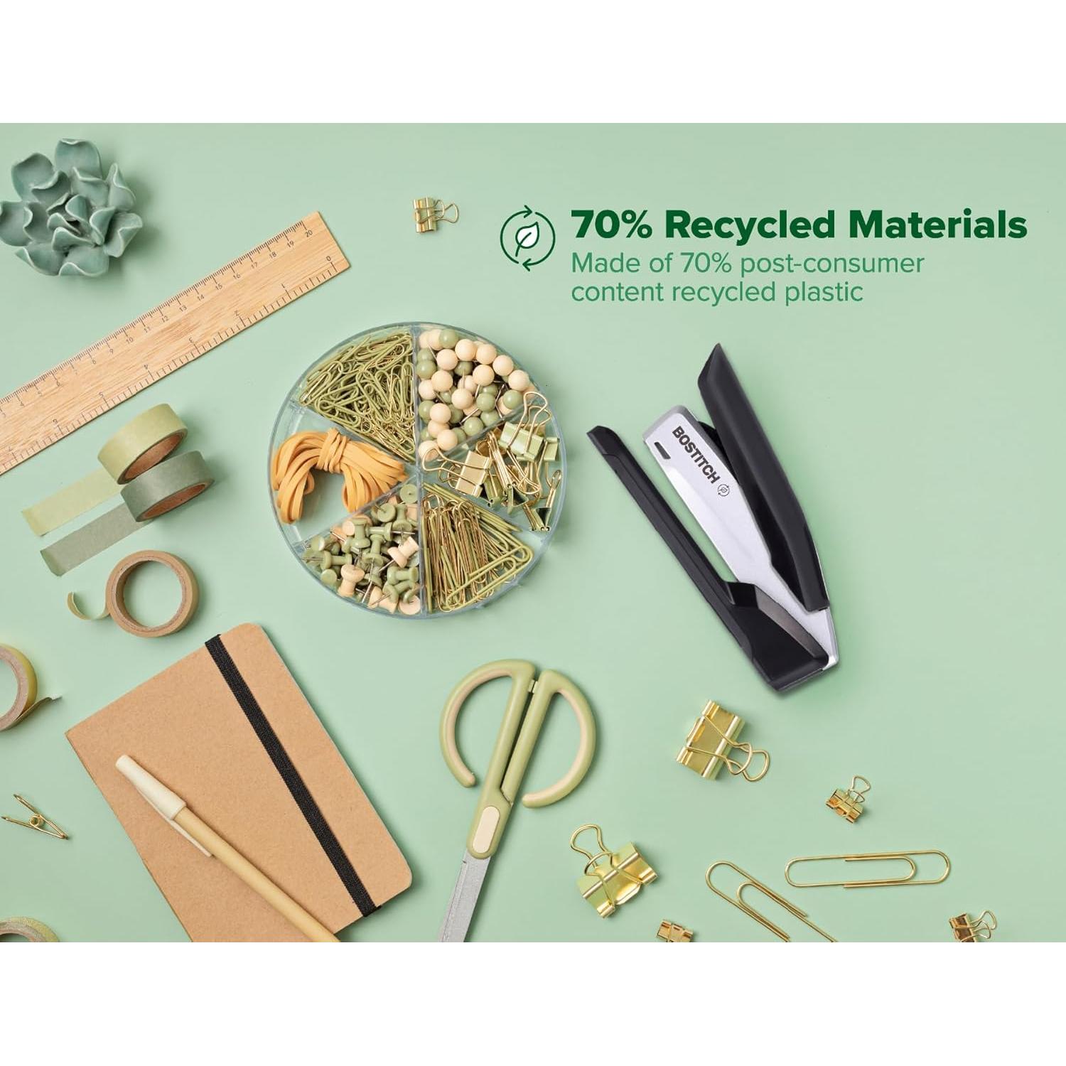 Grapadora Bostitch InJoy 3 en 1 Ecológica Negra