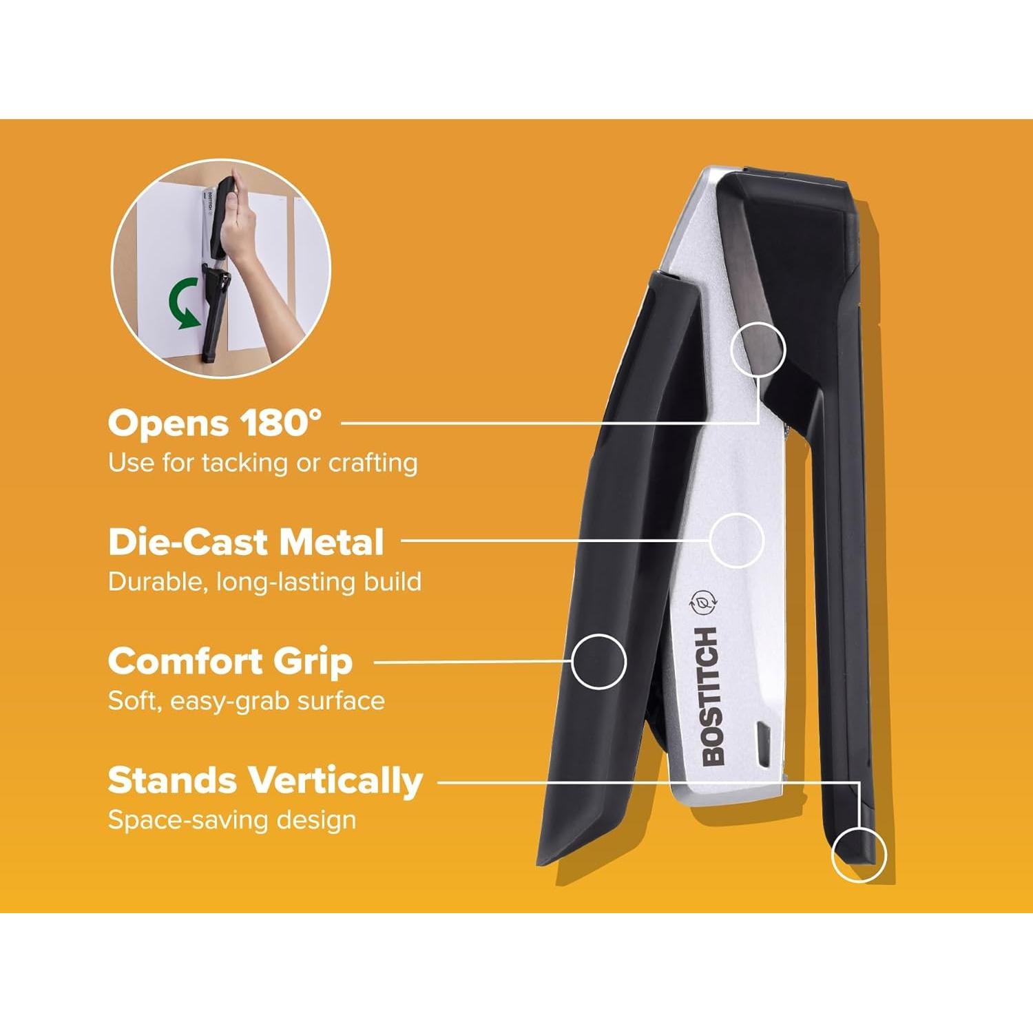 Grapadora Bostitch InJoy 3 en 1 Ecológica Negra