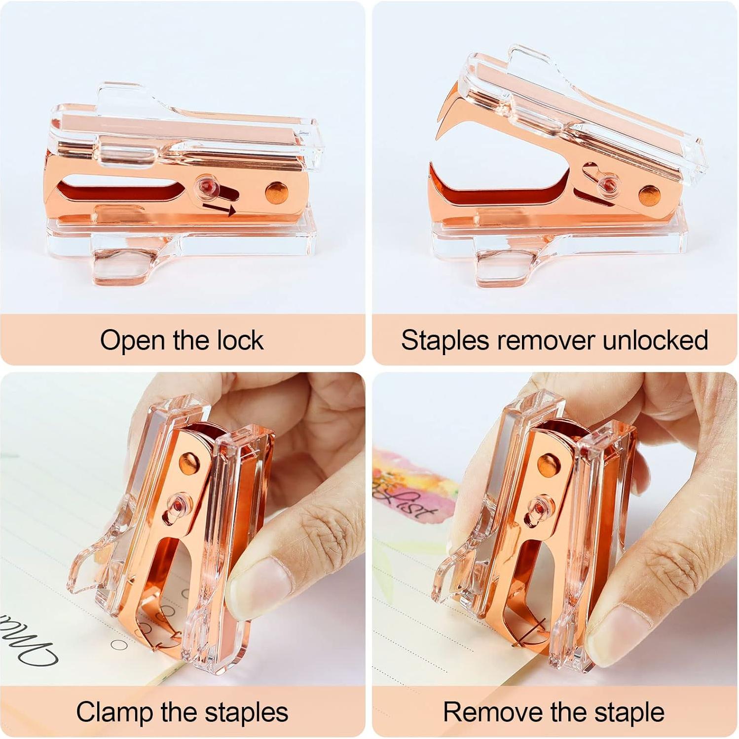 Removedor de Grapas Mini Buqoo Rosa Acrílico y Metal 5.8x2 cm