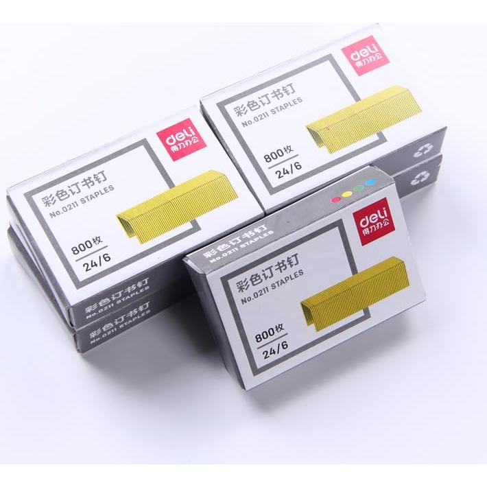 800 Grapas Mini Coloridas Tiosen 24/6mm para Oficina y Escuela