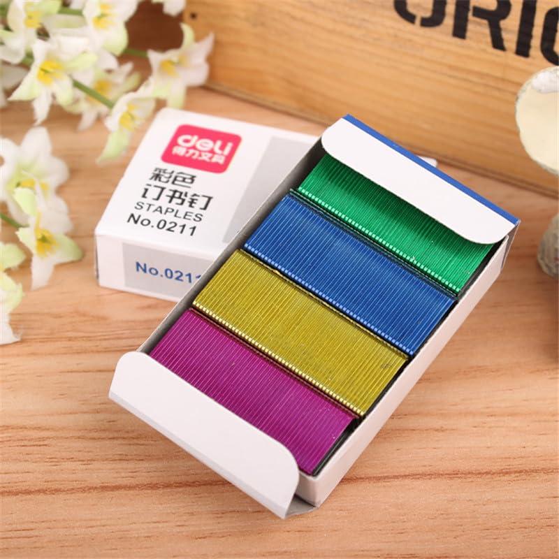 800 Grapas Mini Coloridas Tiosen 24/6mm para Oficina y Escuela