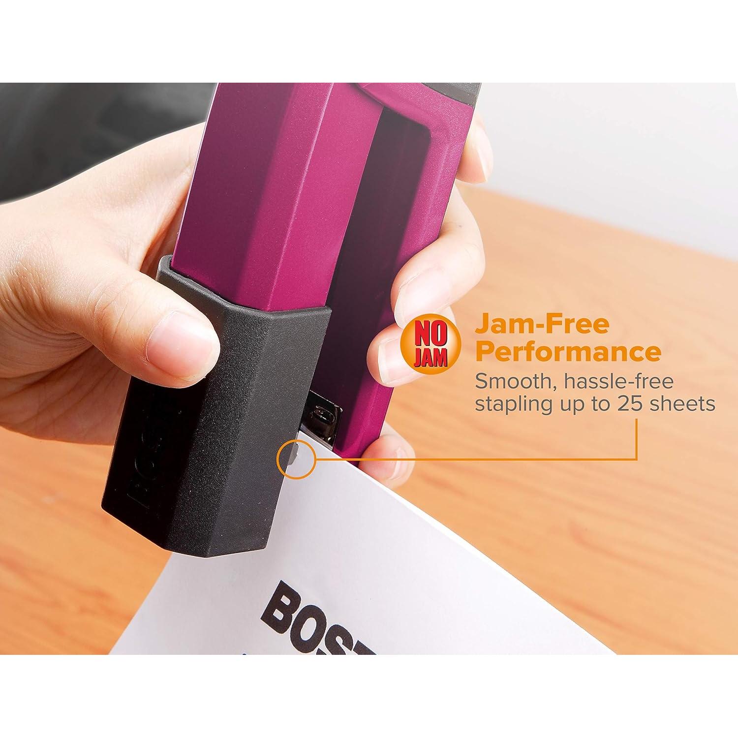 Grapadora Bostitch Épico Metal 25 Hojas Magenta con Removedor