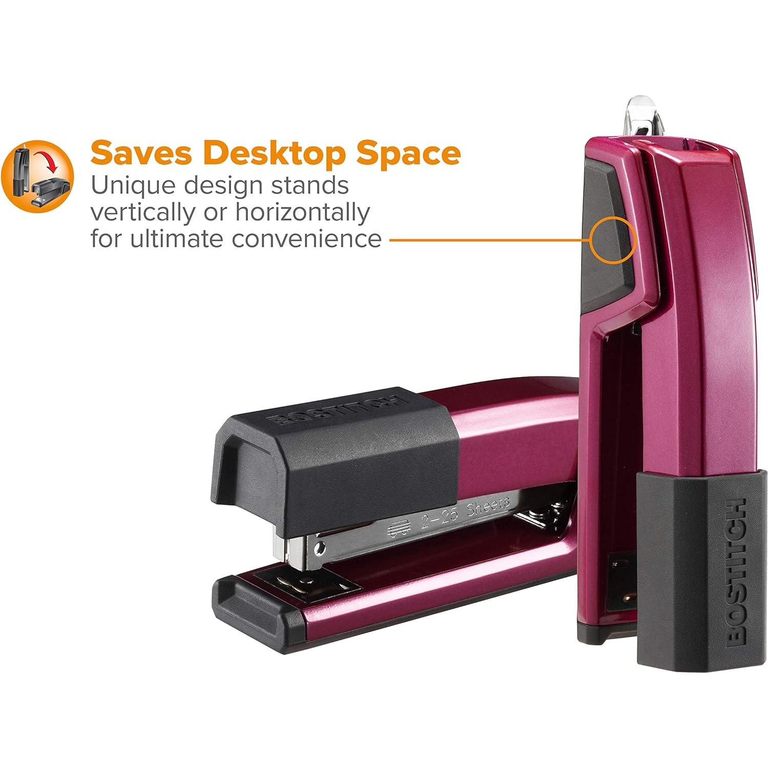 Grapadora Bostitch Épico Metal 25 Hojas Magenta con Removedor