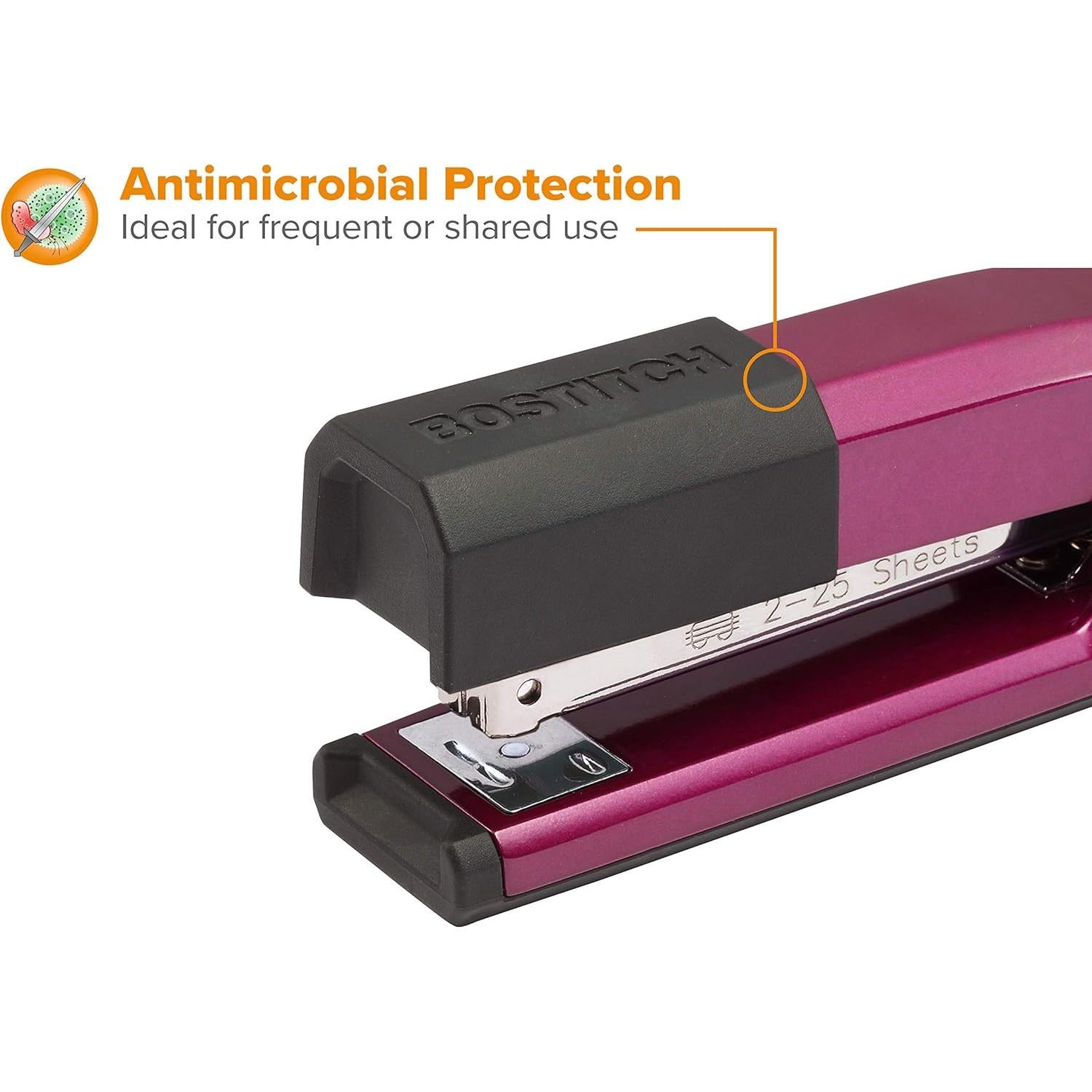 Grapadora Bostitch Épico Metal 25 Hojas Magenta con Removedor