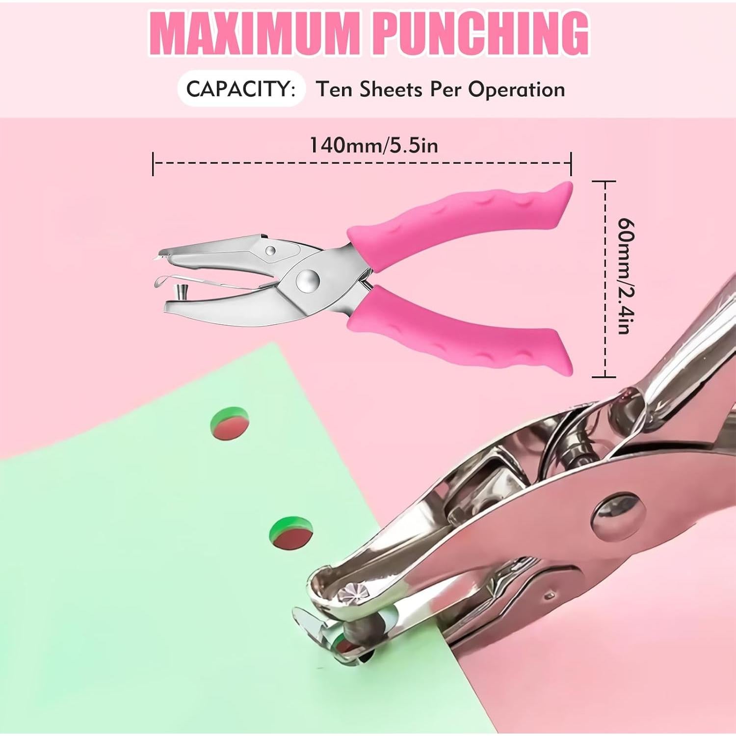 Perforadora de Agujeros 2 PCS LYCBTC 0.64 cm y 0.32 cm Rosa