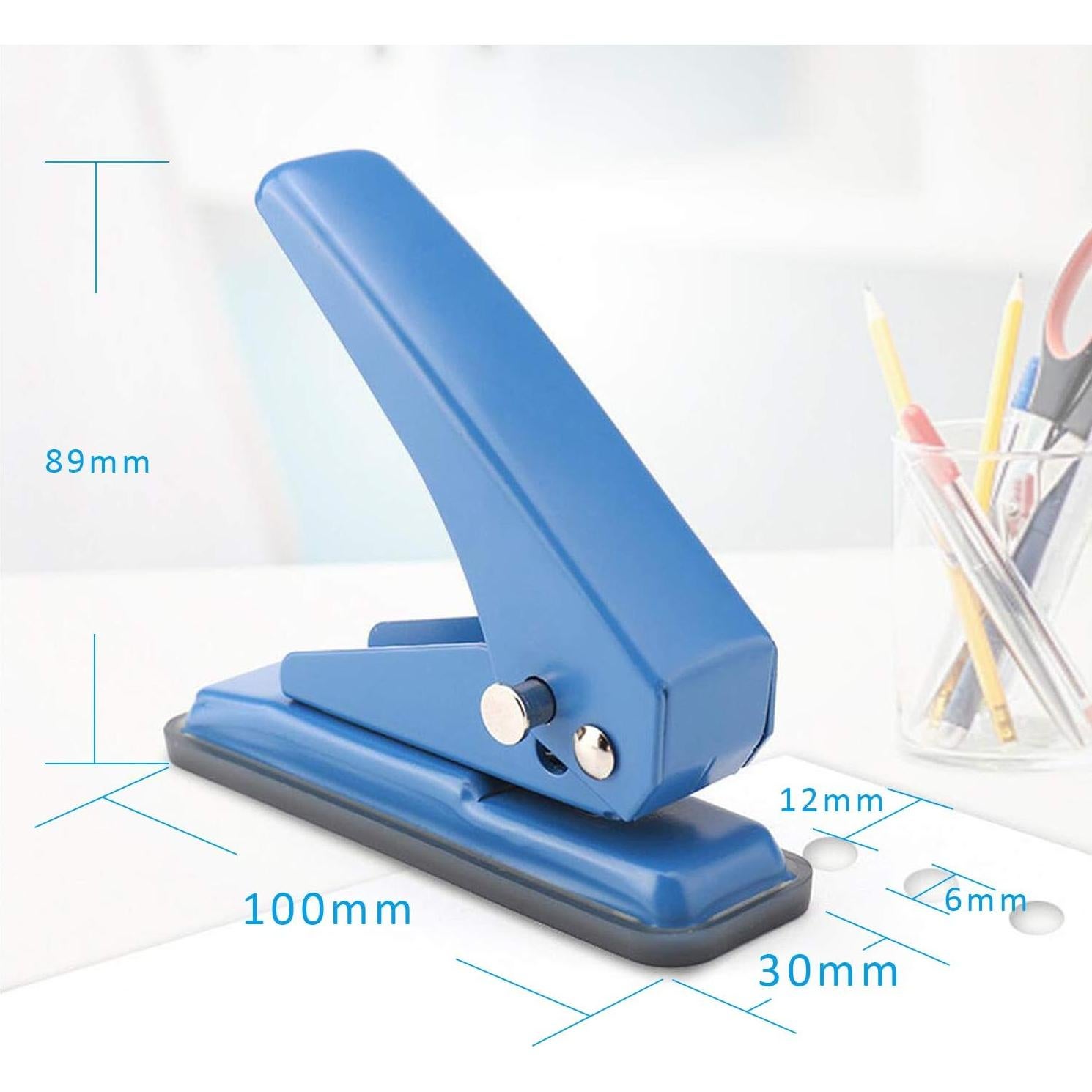 Perforadora manual Hutou 1 agujero 0.64 cm azul metal