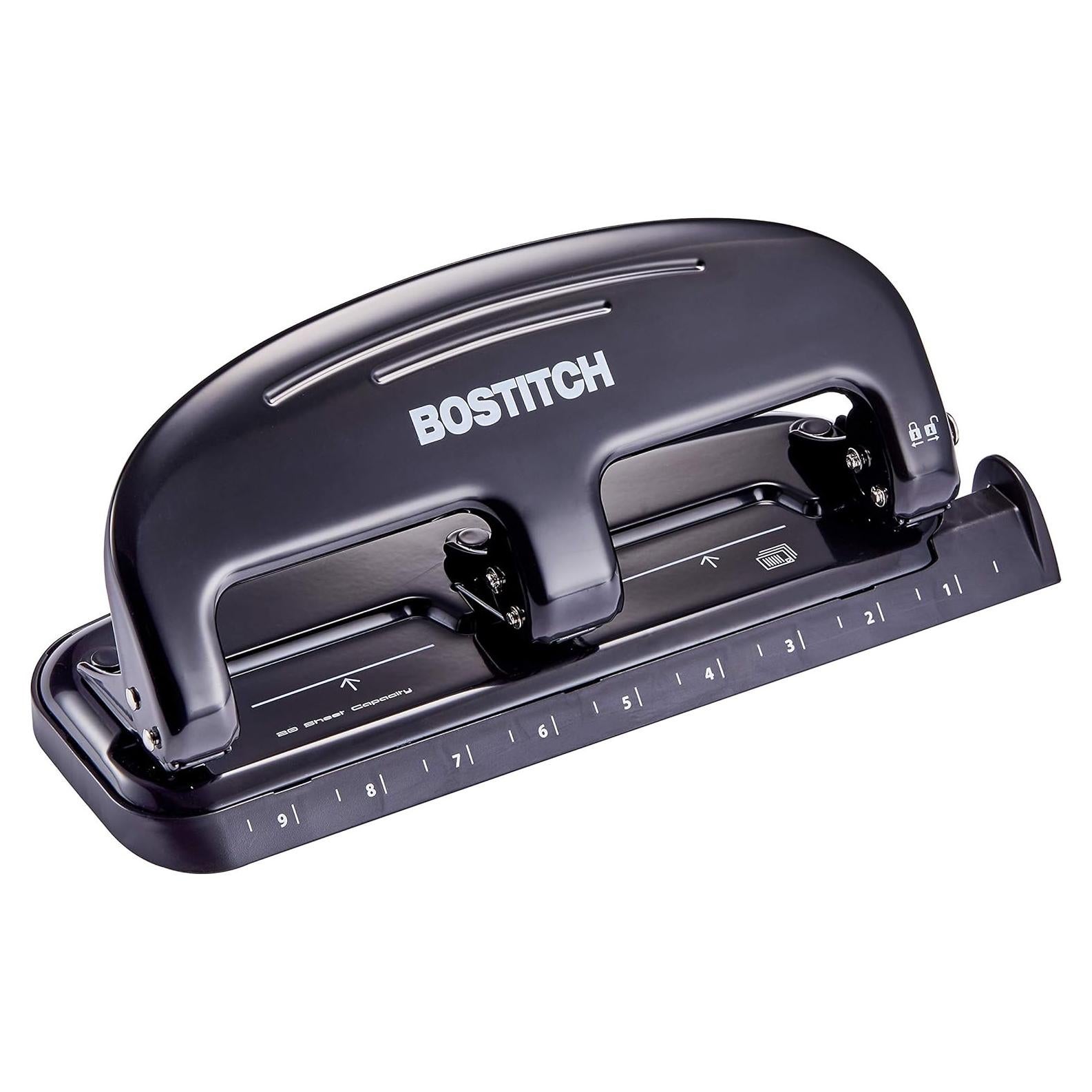 Perforadora Bostitch HP20 20 Hojas 3 Agujeros Metal Negra