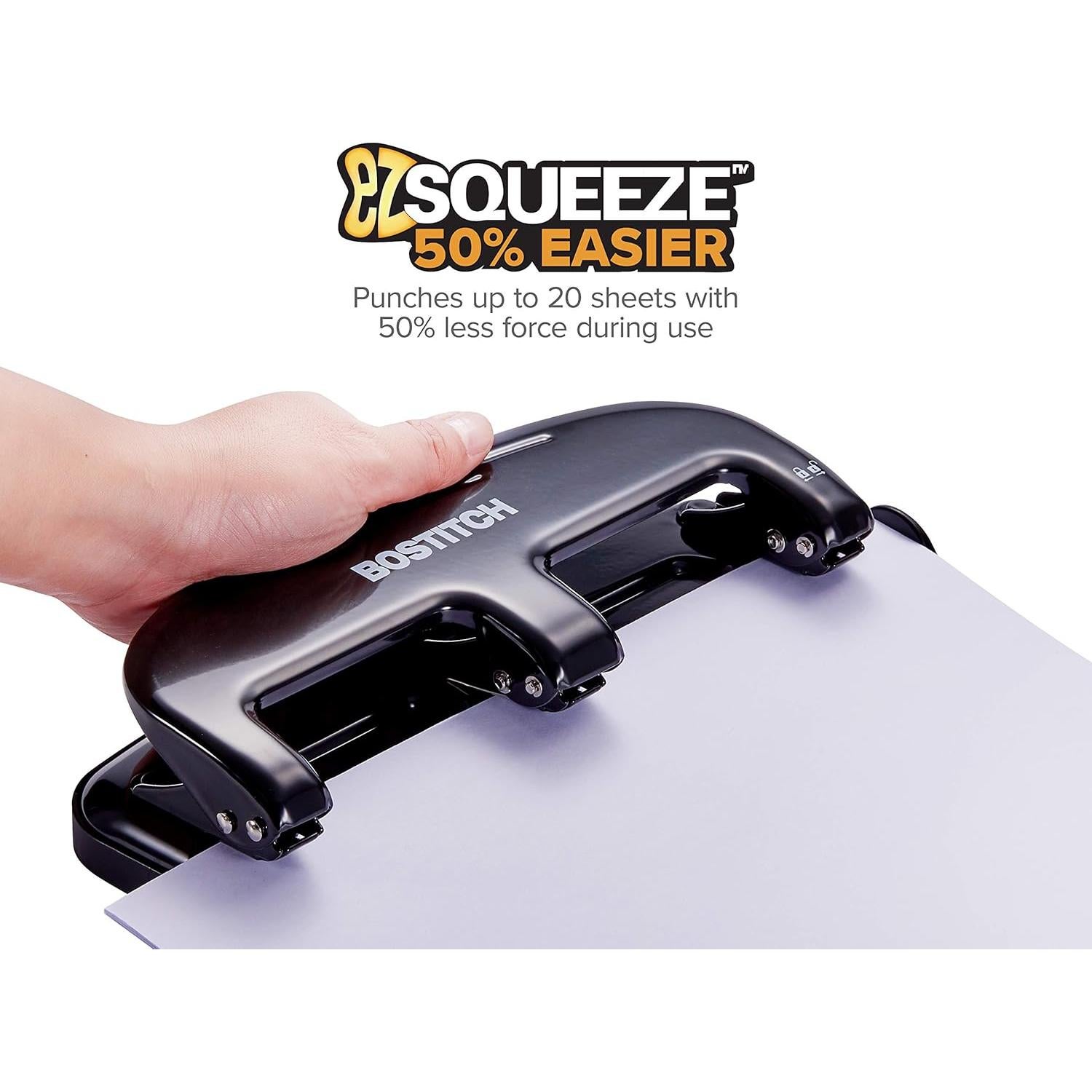 Perforadora Bostitch HP20 20 Hojas 3 Agujeros Metal Negra