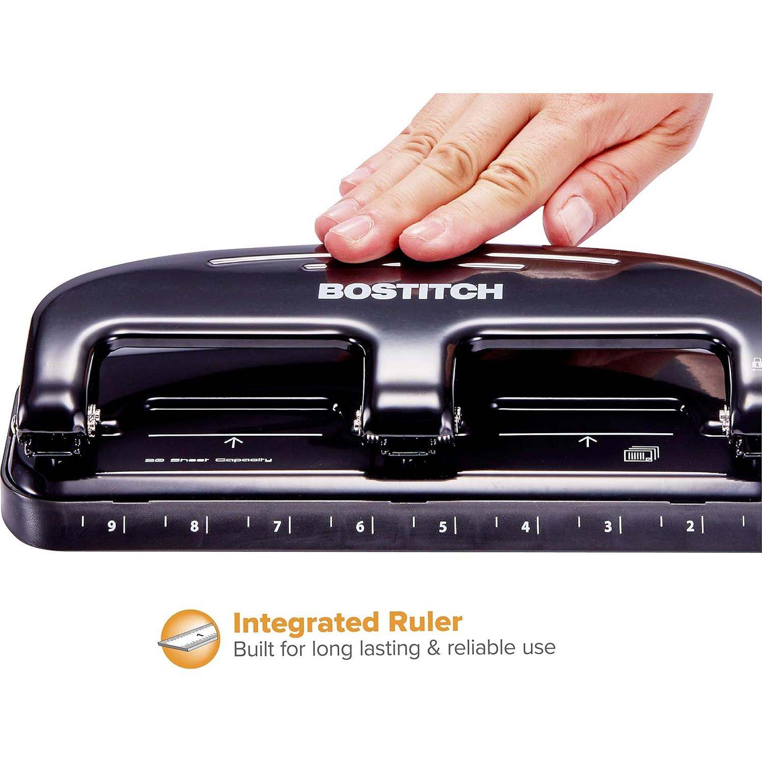 Perforadora Bostitch HP20 20 Hojas 3 Agujeros Metal Negra