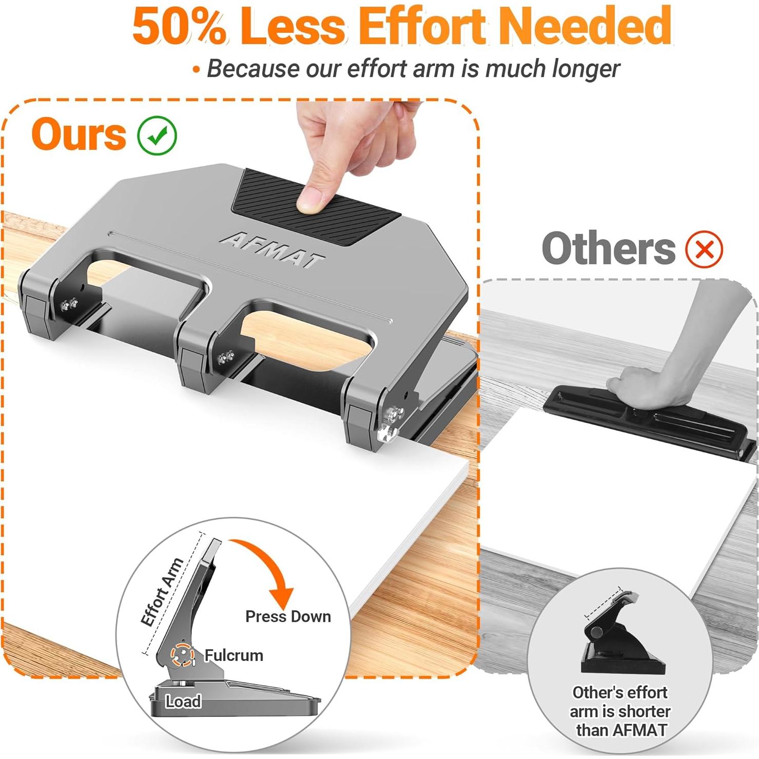 Perforadora de 3 Agujeros AFMAT Gris - Alta Resistencia 40 Hojas