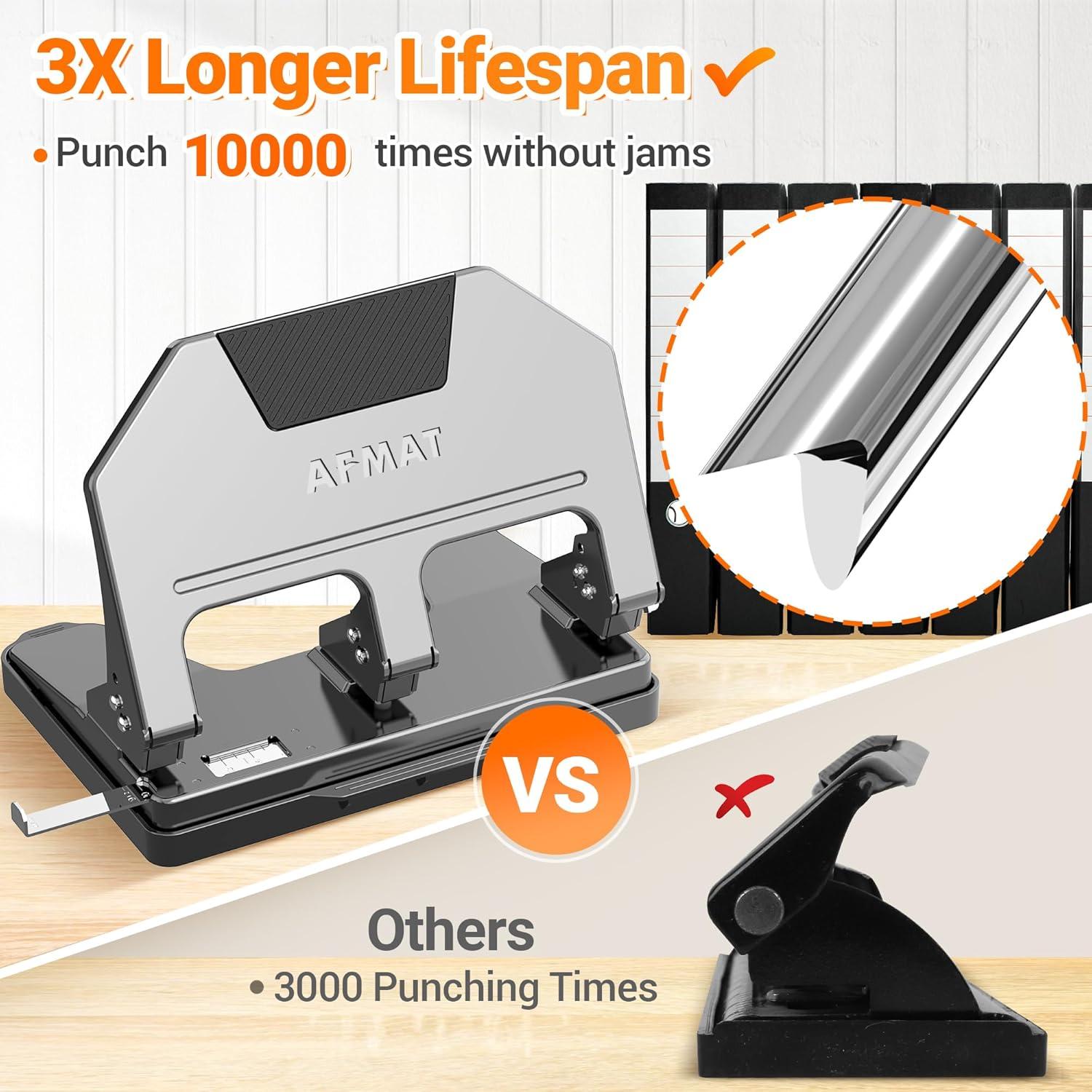 Perforadora de 3 Agujeros AFMAT Gris - Alta Resistencia 40 Hojas