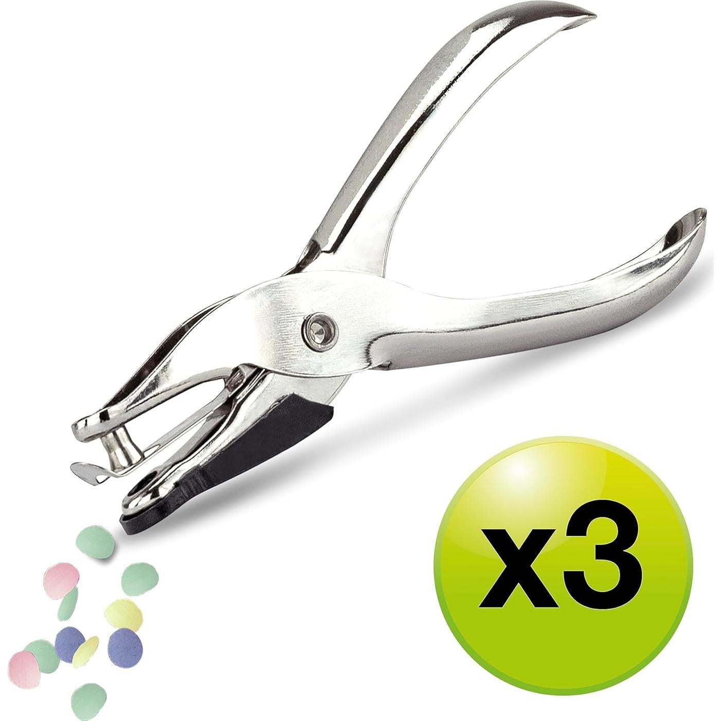 Paquete de 3 Alicates Perforadores Rapesco 1739 Metal 10 Hojas