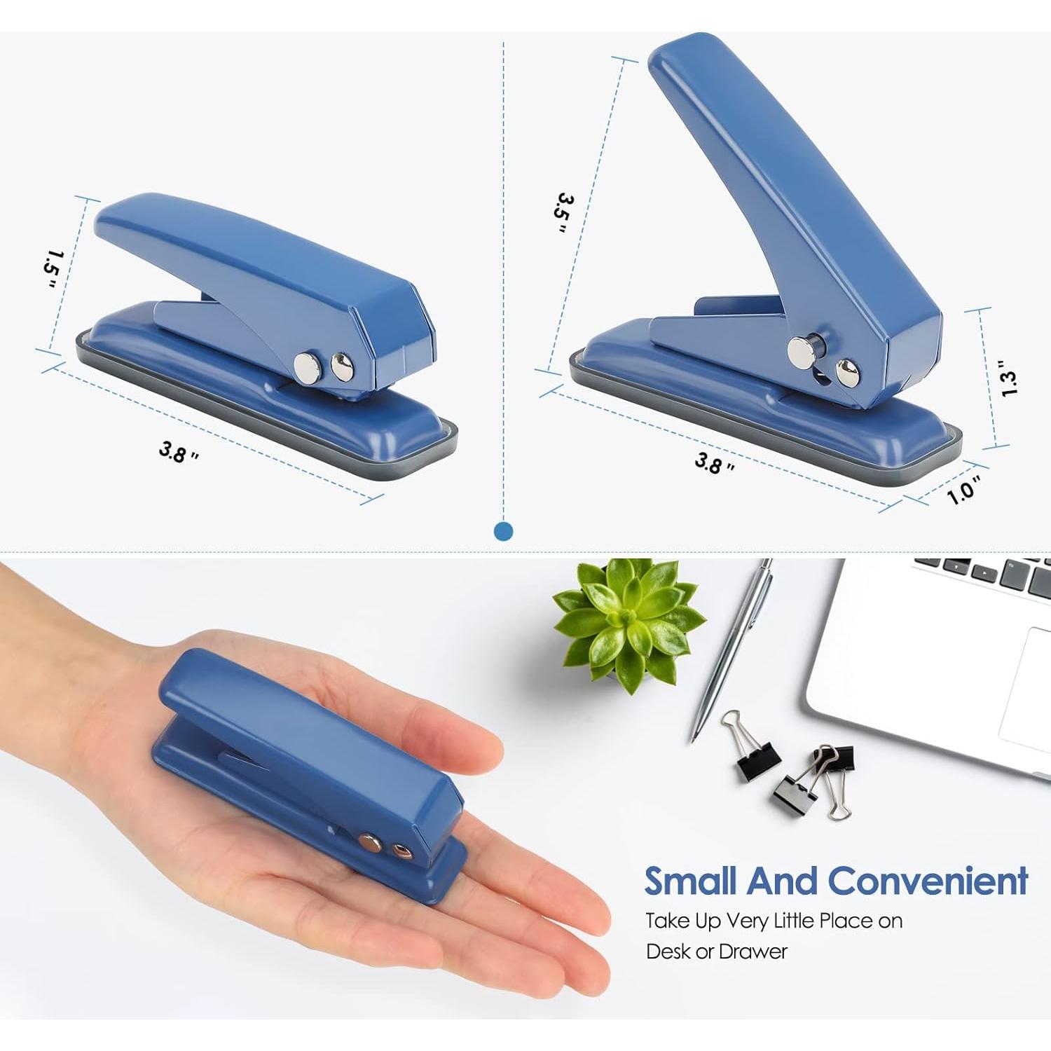 Perforadora MROCO Azul 1 Orificio 20 Hojas Manual Portátil