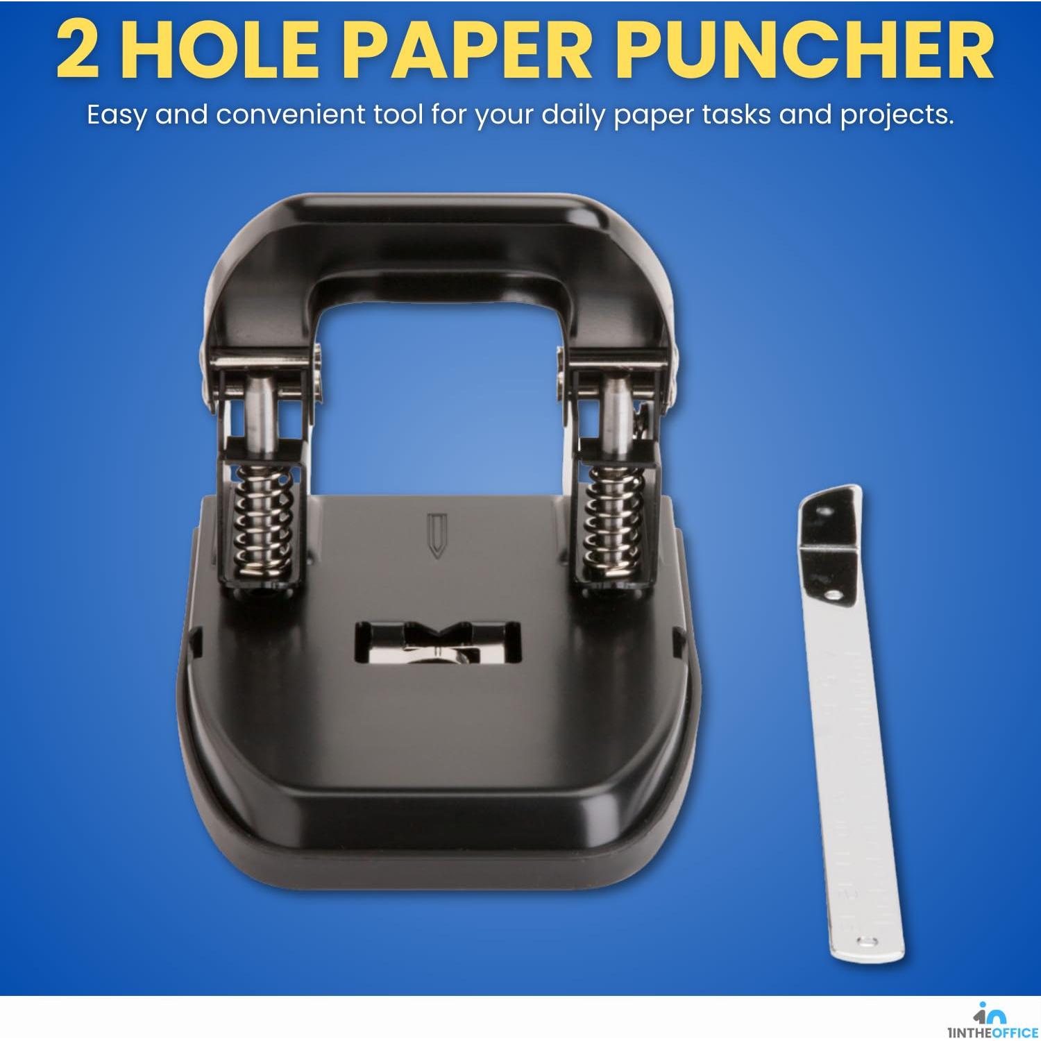 Perforadora de 2 Agujeros 1EnLaOficina, Capacidad 28 Hojas, Negra