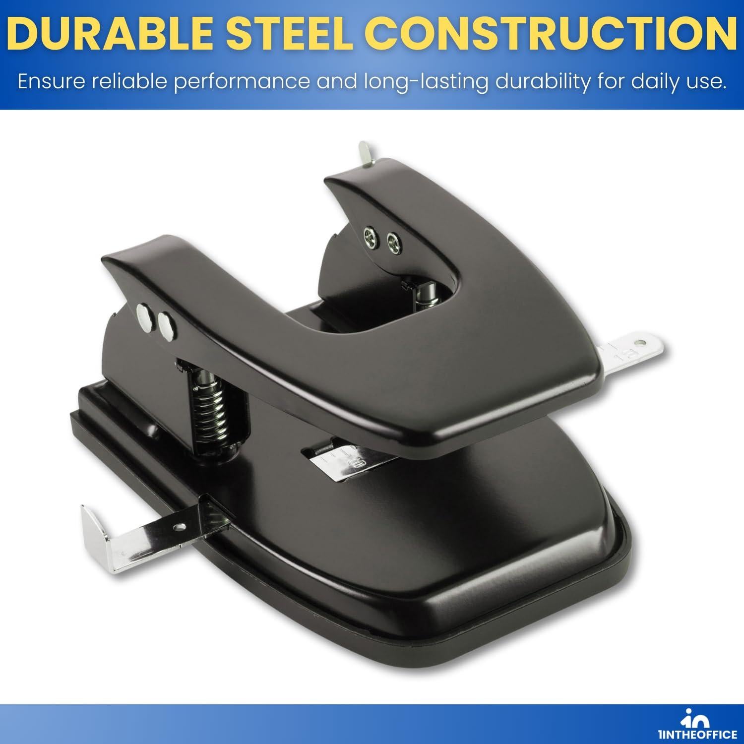 Perforadora de 2 Agujeros 1EnLaOficina, Capacidad 28 Hojas, Negra