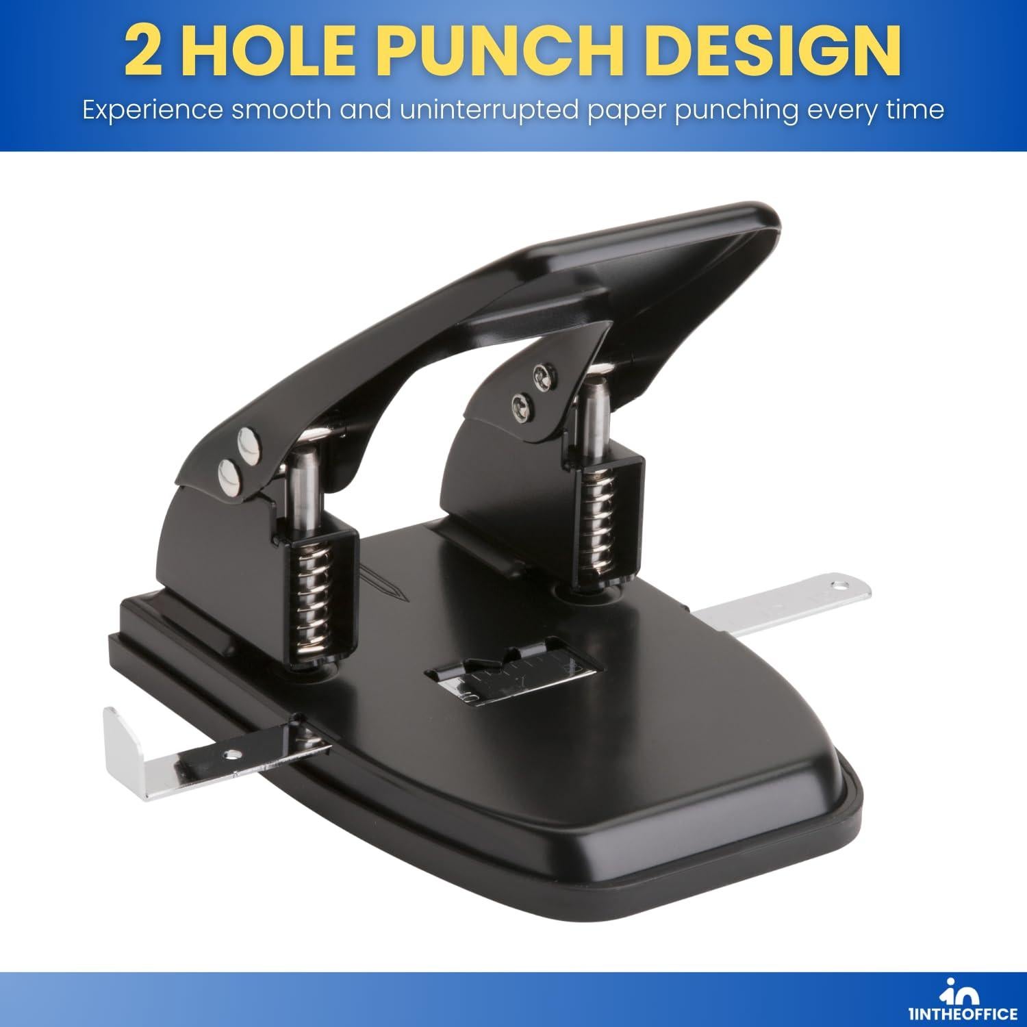Perforadora de 2 Agujeros 1EnLaOficina, Capacidad 28 Hojas, Negra