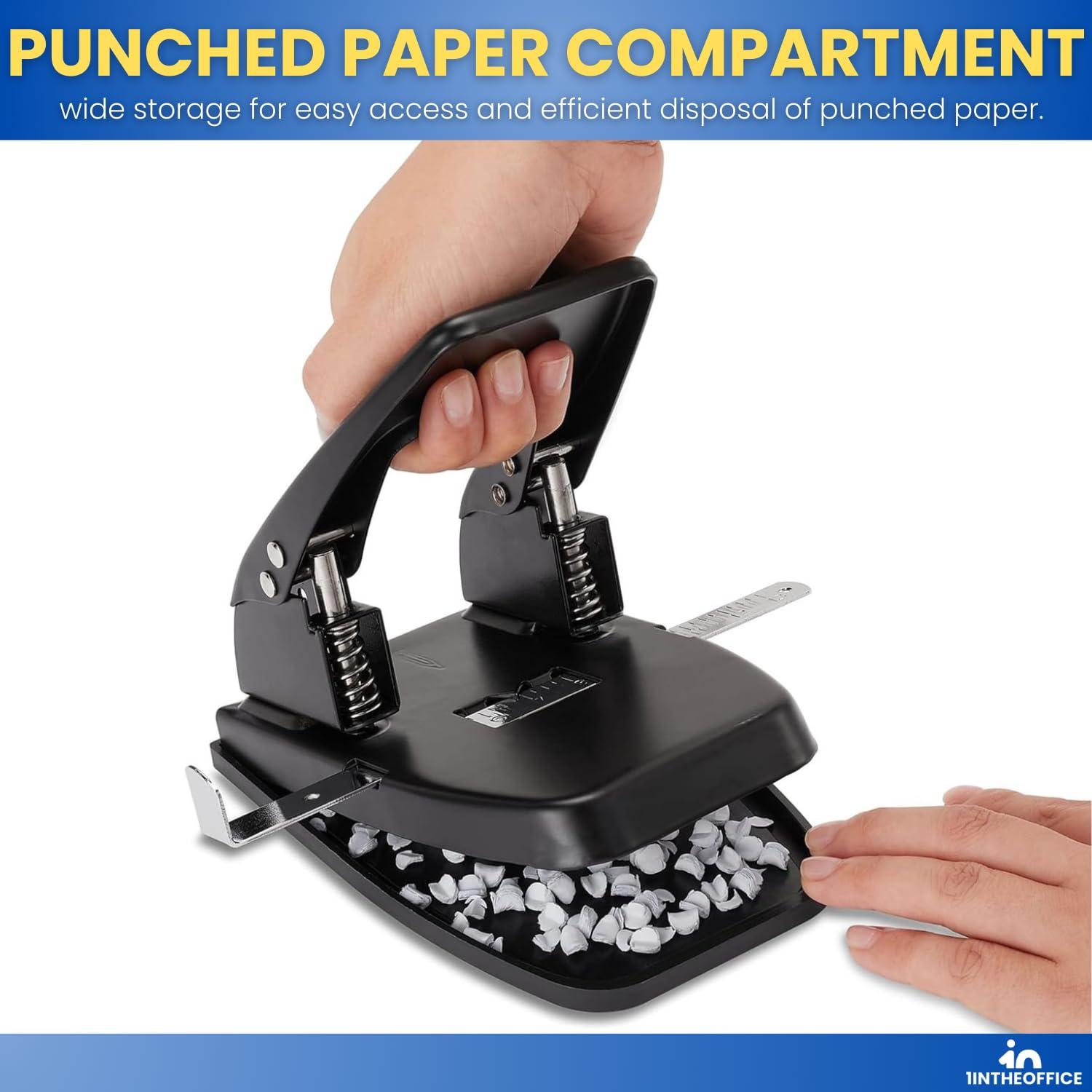 Perforadora de 2 Agujeros 1EnLaOficina, Capacidad 28 Hojas, Negra