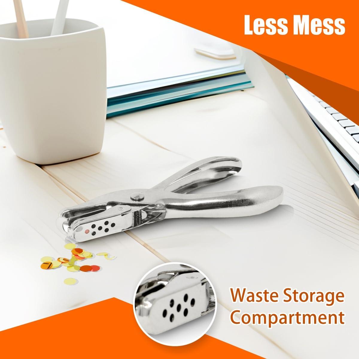 Perforadora de Papel Clásica The Mega Deals - Paquete de 2, Capacidad 8 Hojas, Color Plateado