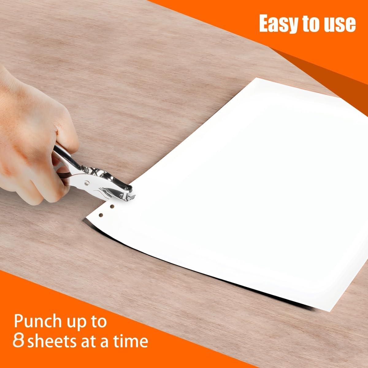 Perforadora de Papel Clásica The Mega Deals - Paquete de 2, Capacidad 8 Hojas, Color Plateado