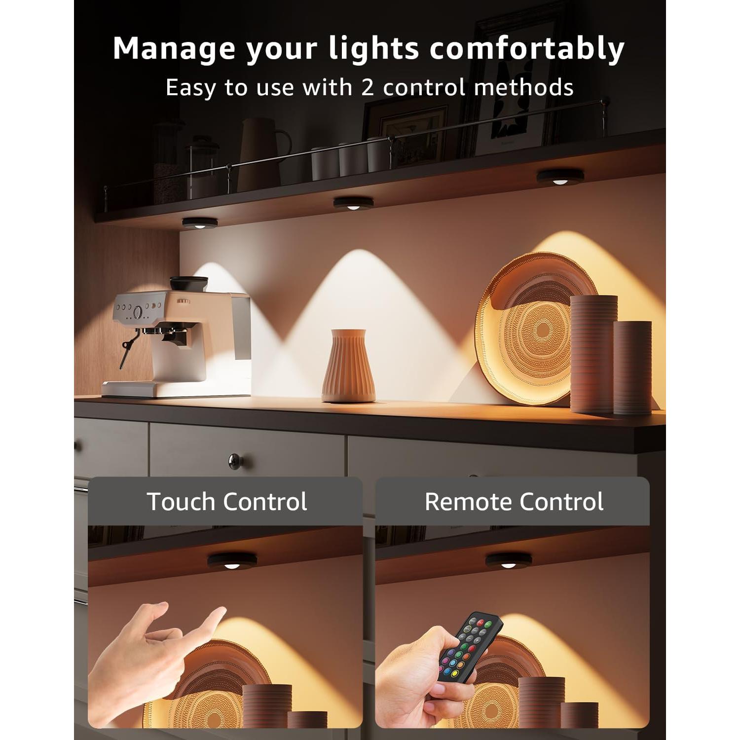 Luces Puck Recargables Tedmos 2400mAh con Control Remoto