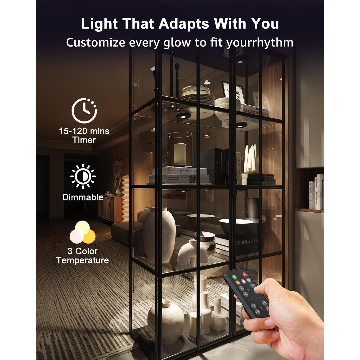 Luces Puck Recargables Tedmos 2400mAh con Control Remoto