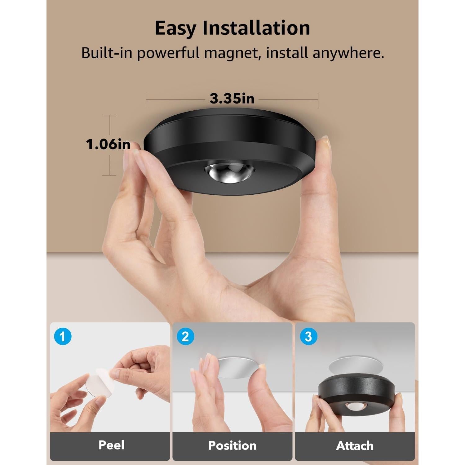 Luces Puck Recargables Tedmos 2400mAh con Control Remoto