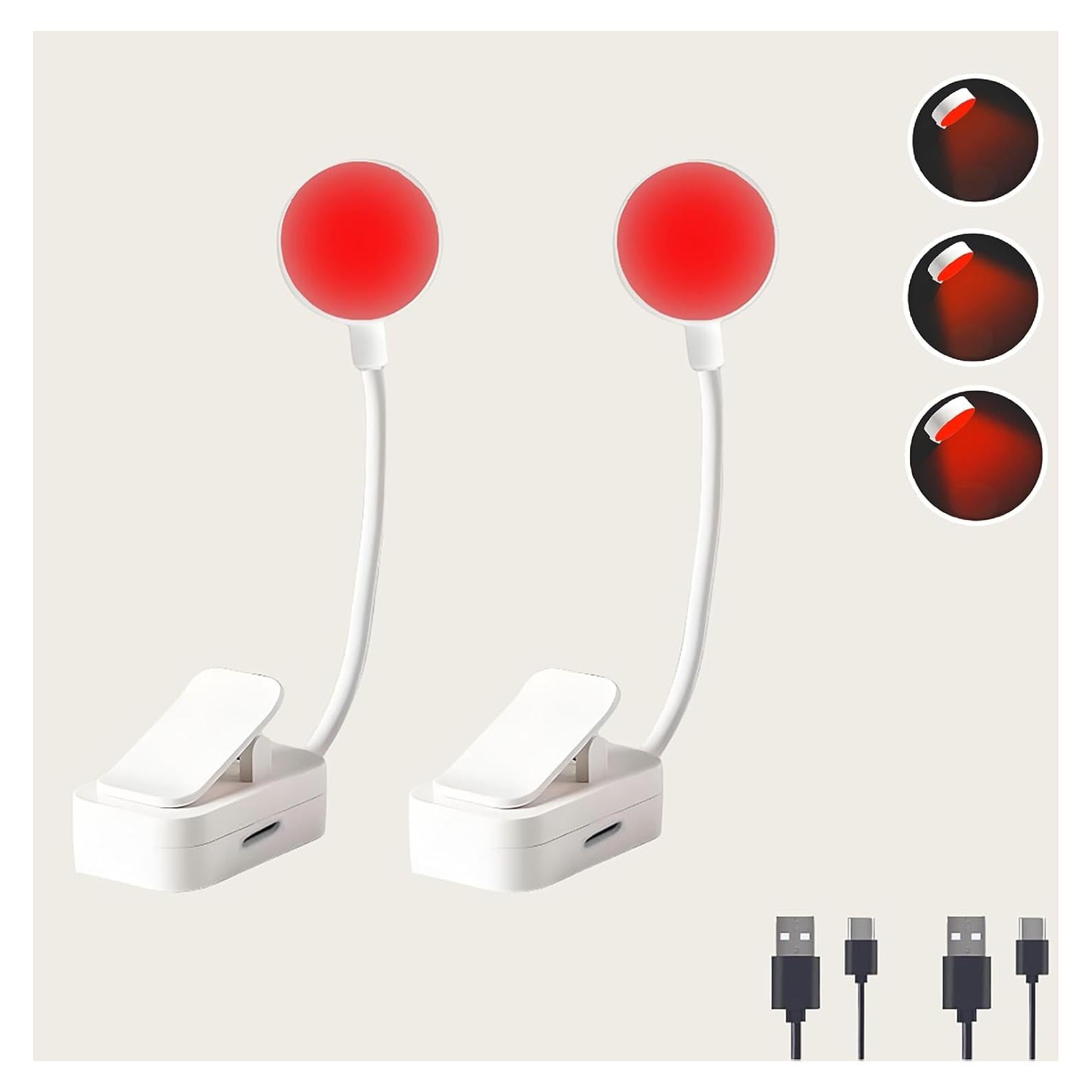 Luz de Libro Darlur Rojo - Paquete de 2, 3 Modos, Cuidado Ojos