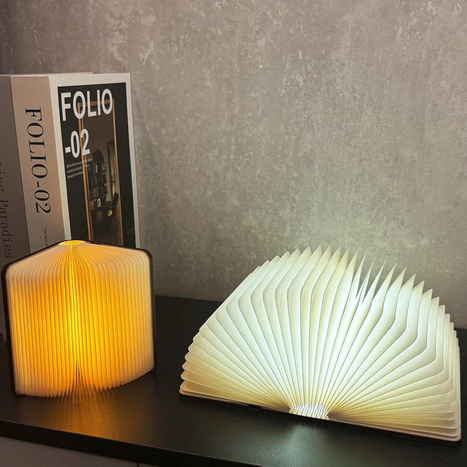 Lámpara de Libro Plegable Ohsooons Nogal Pequeña LED 3 Colores