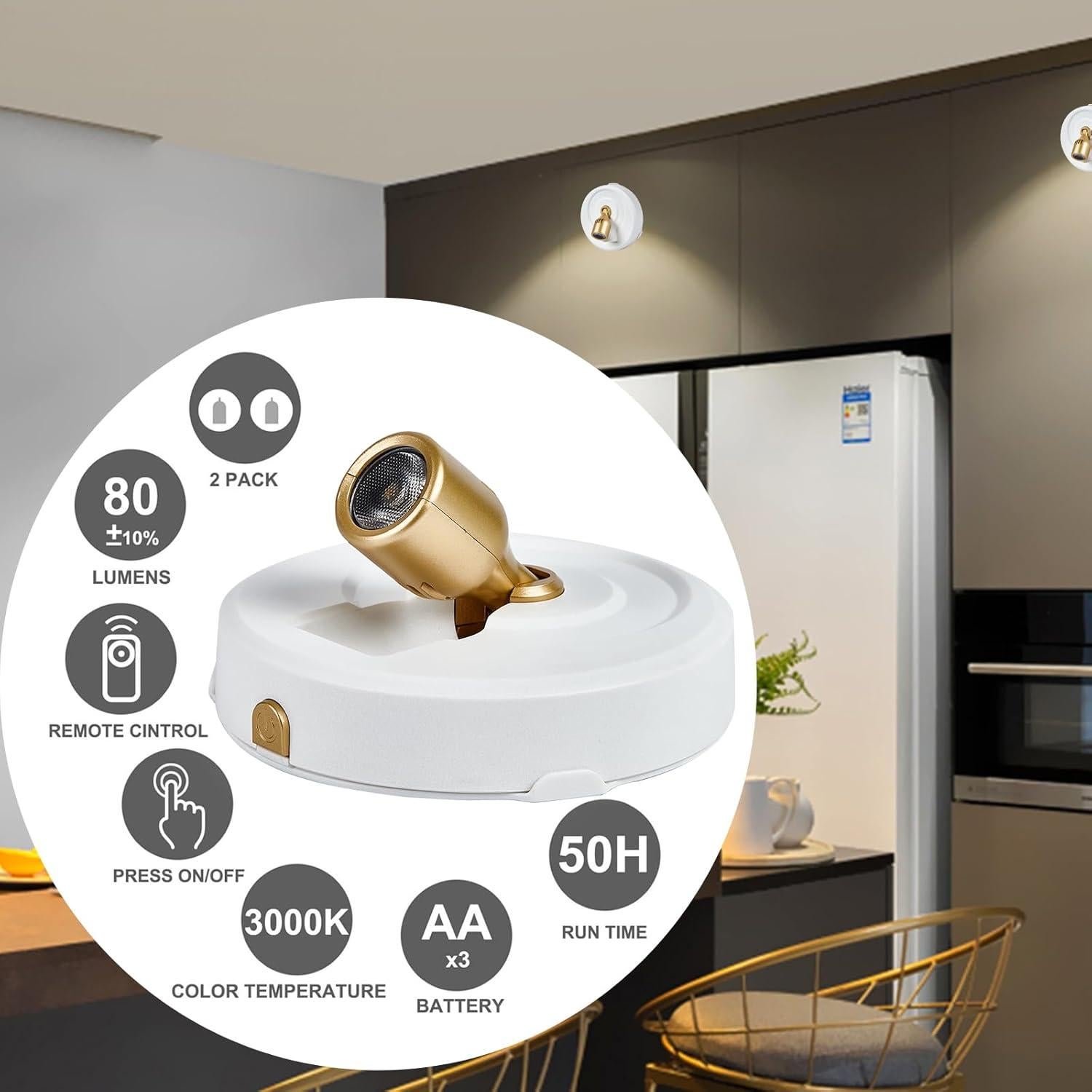 Foco Inalámbrico a Batería HOFUY UCSpot-BJ, Paquete de 2 Luces