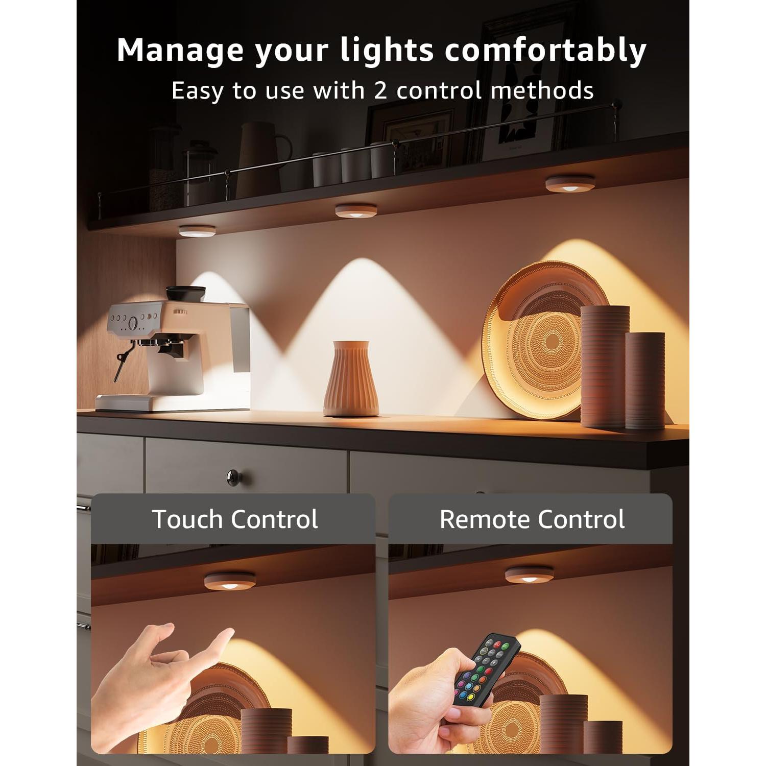 Luces Puck LED Recargables Tedmos 2400mAh con Control Remoto