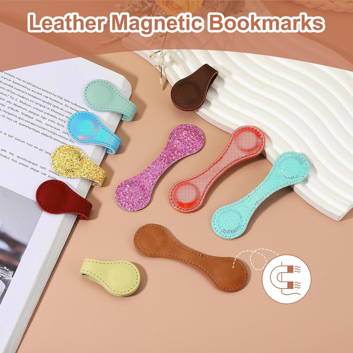 Marcador Magnético de Cuero uxcell 10x3 cm Doble Cara Azul